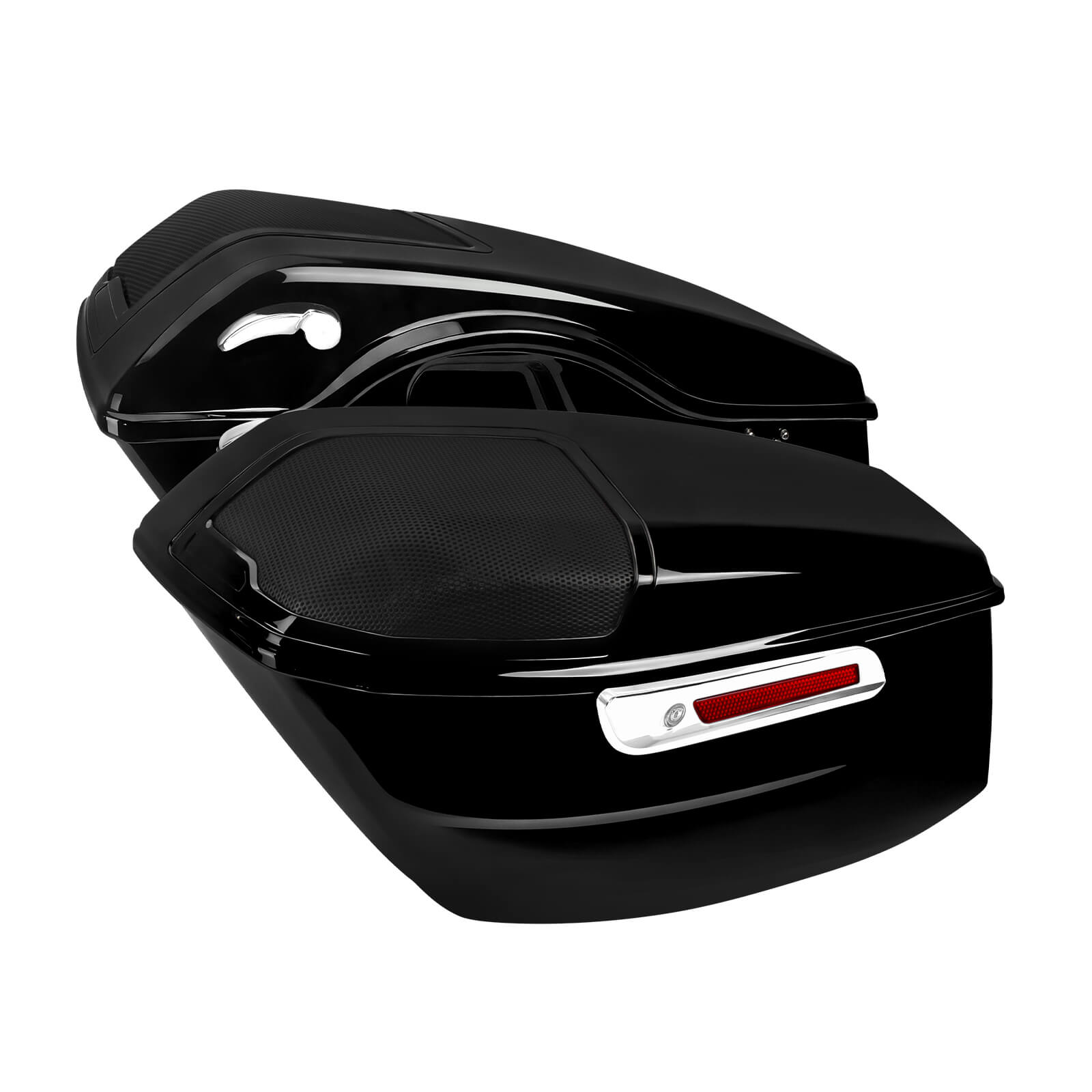 LU002102 mactions Vivid Black Hard Saddlebags Luggage for Harley FLTRXSE