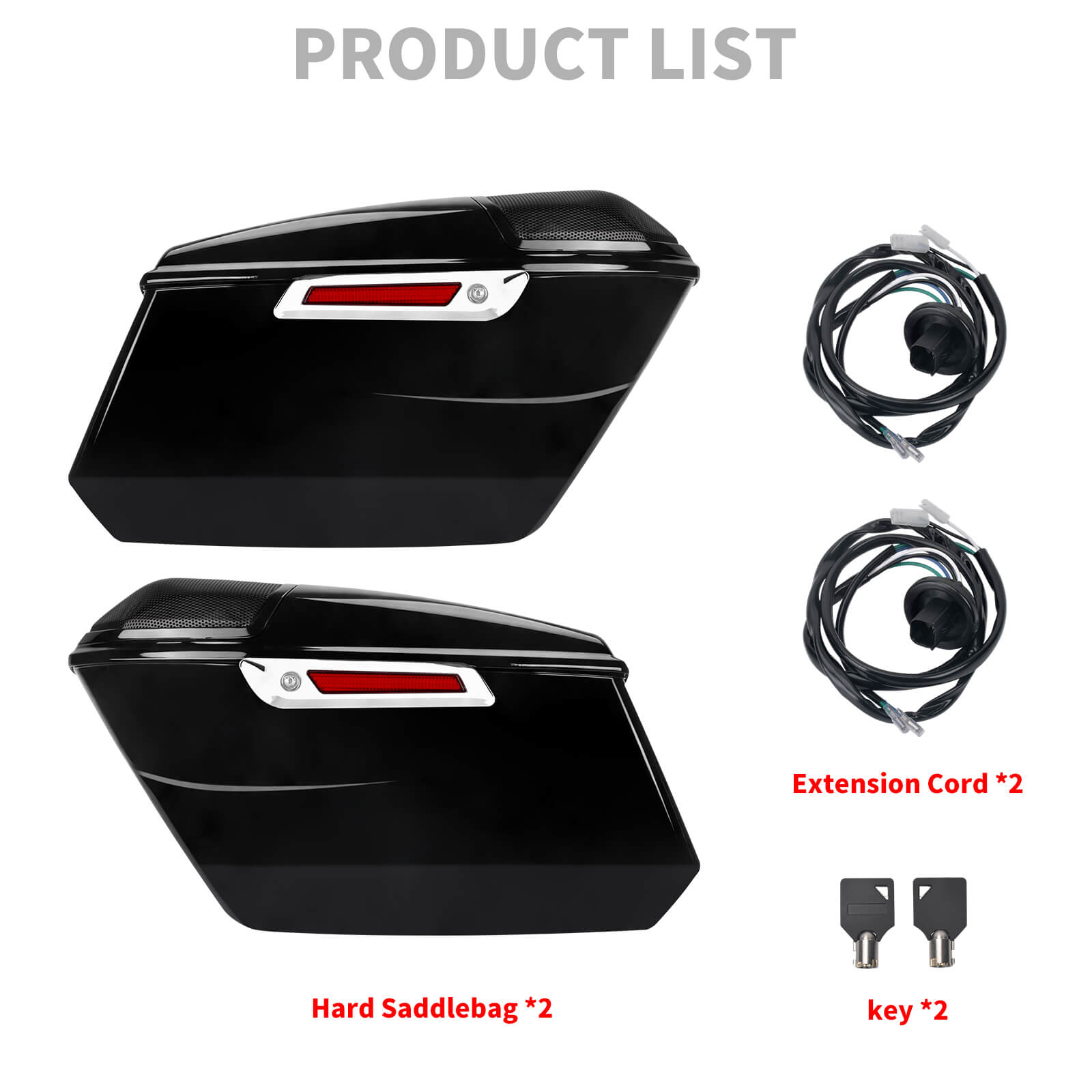 LU002102 mactions Vivid Black Hard Saddlebags Luggage for Harley street glide - product list