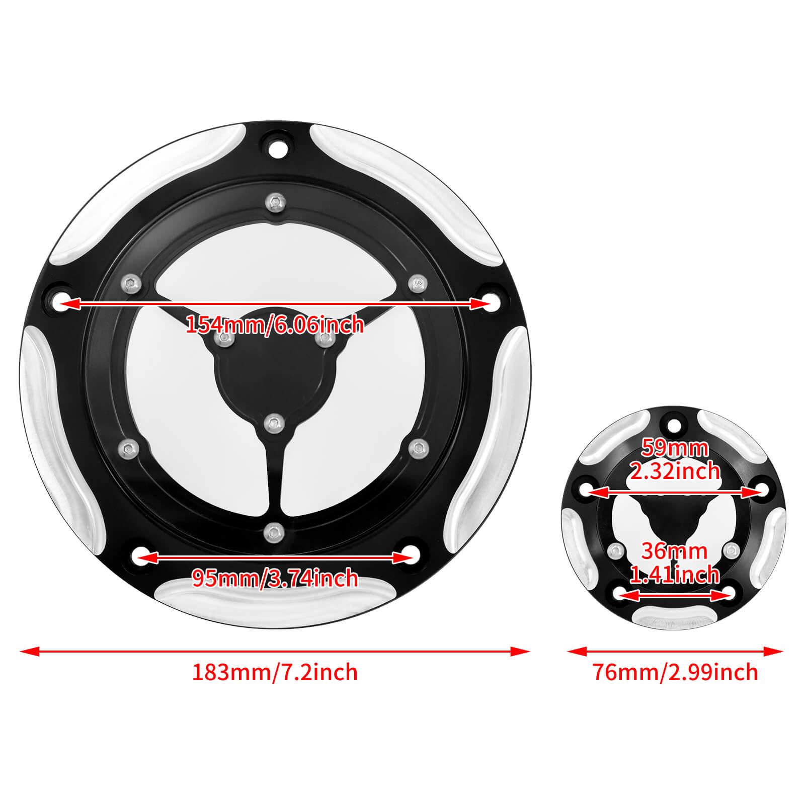 MP0663-S3 mactions 5-Hole Clear Glass Derby & Timing Cover Set For Harley Softail 2018 - size