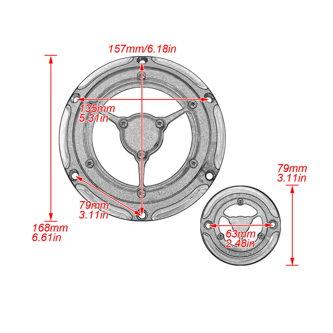 MP0711-B1 mactions Black Transparent 6-Hole Derby Cover for Harley Sportster - size