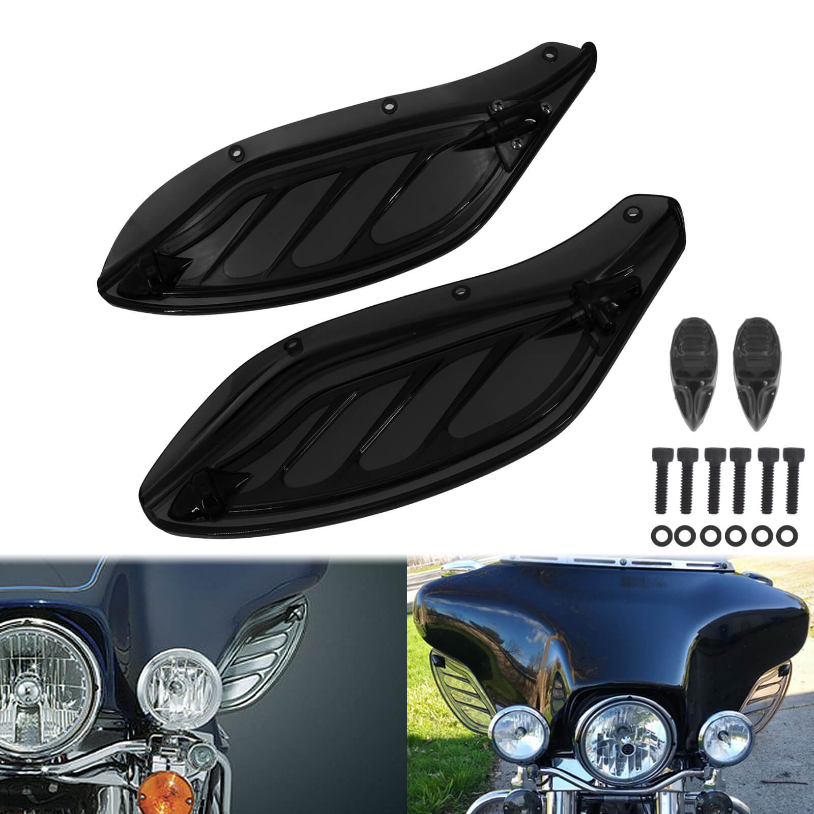 Adjustable Air Deflector Side Wing Fairing Black For Harley Touring 1996-2013 | Mactions