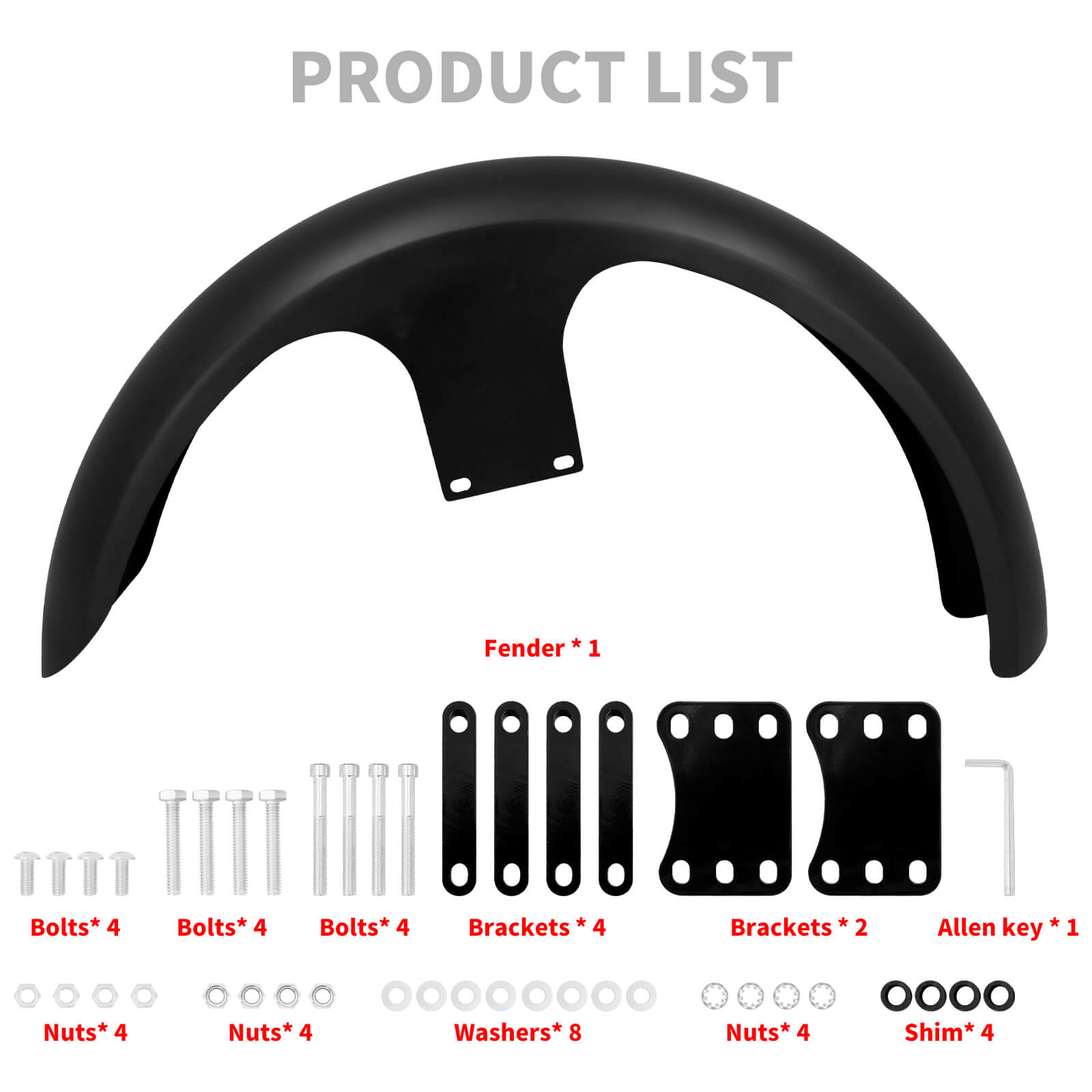 Mactions 23 inches gloss black front fender for custom bagger CR026407