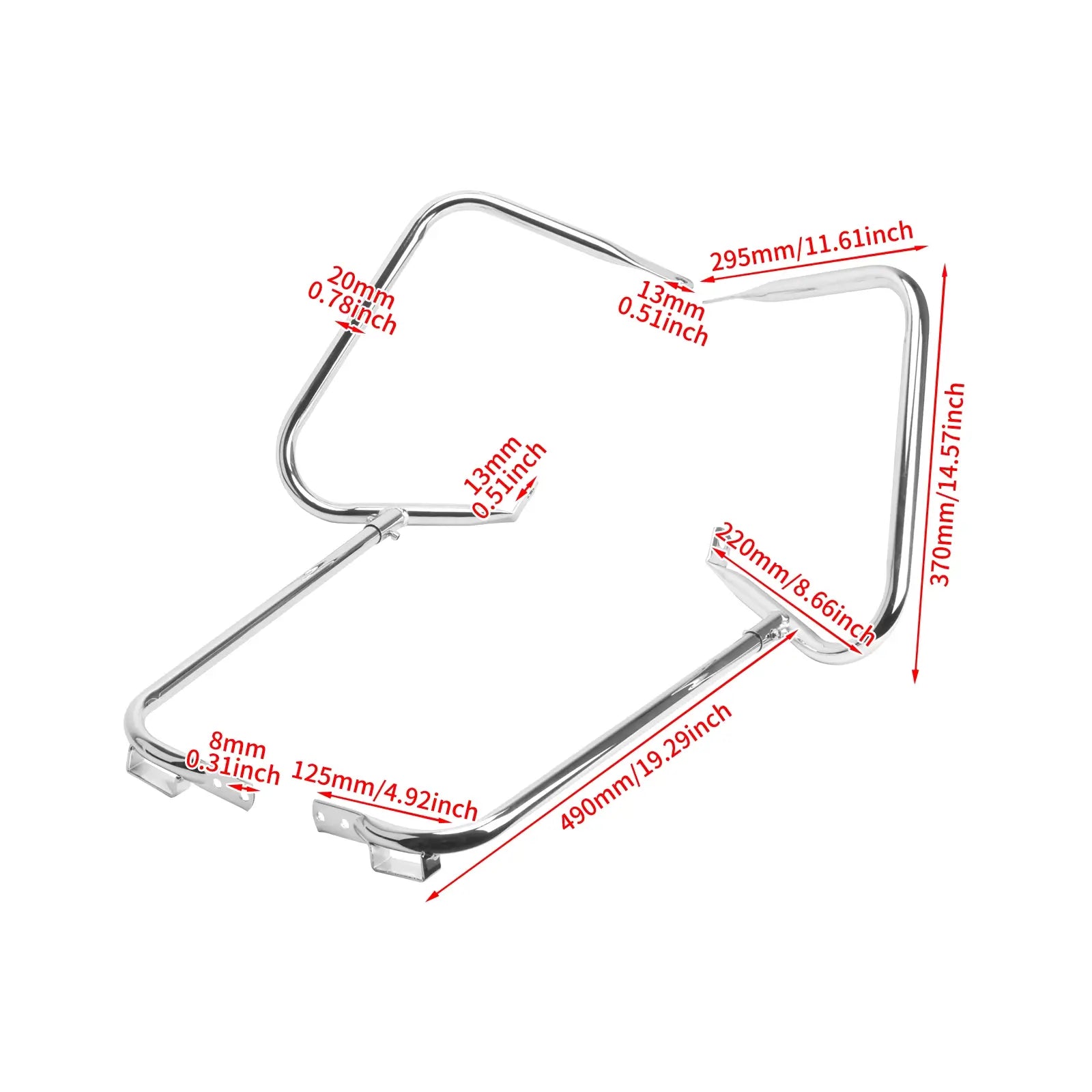 Mactions CR018102 Rear Saddlebag Bracket Guard Bar for Harley Touring chrome size