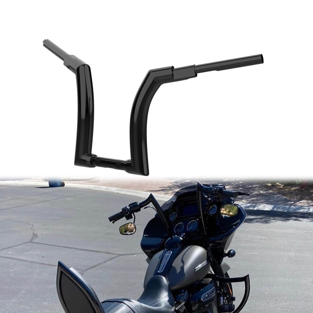 Mactions gloss black 12 inch drag bar for 2014-2020 harley GP005201 (1)