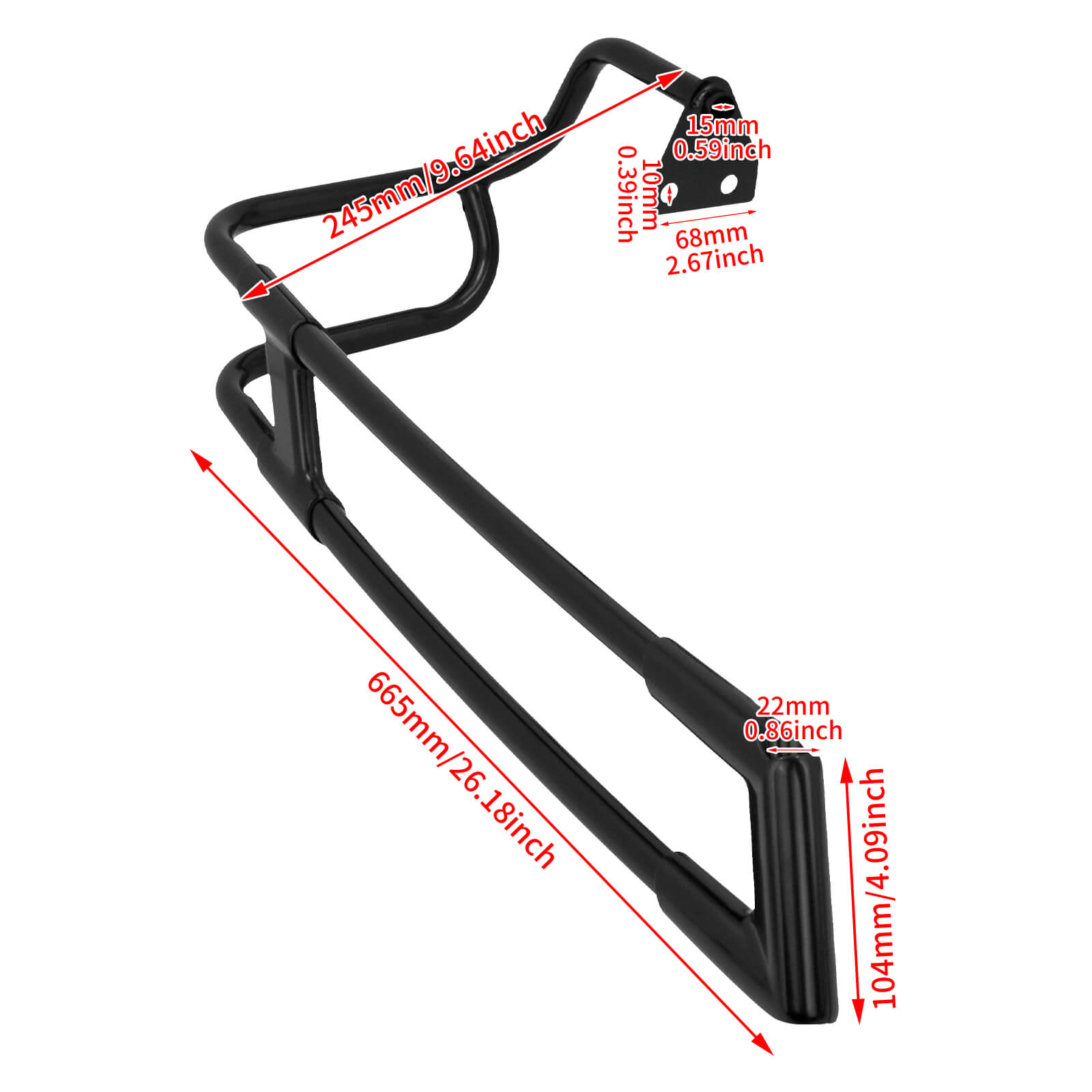 Mactions motorcycle twin rail black saddlebag guard kit for Harley touring TH029601