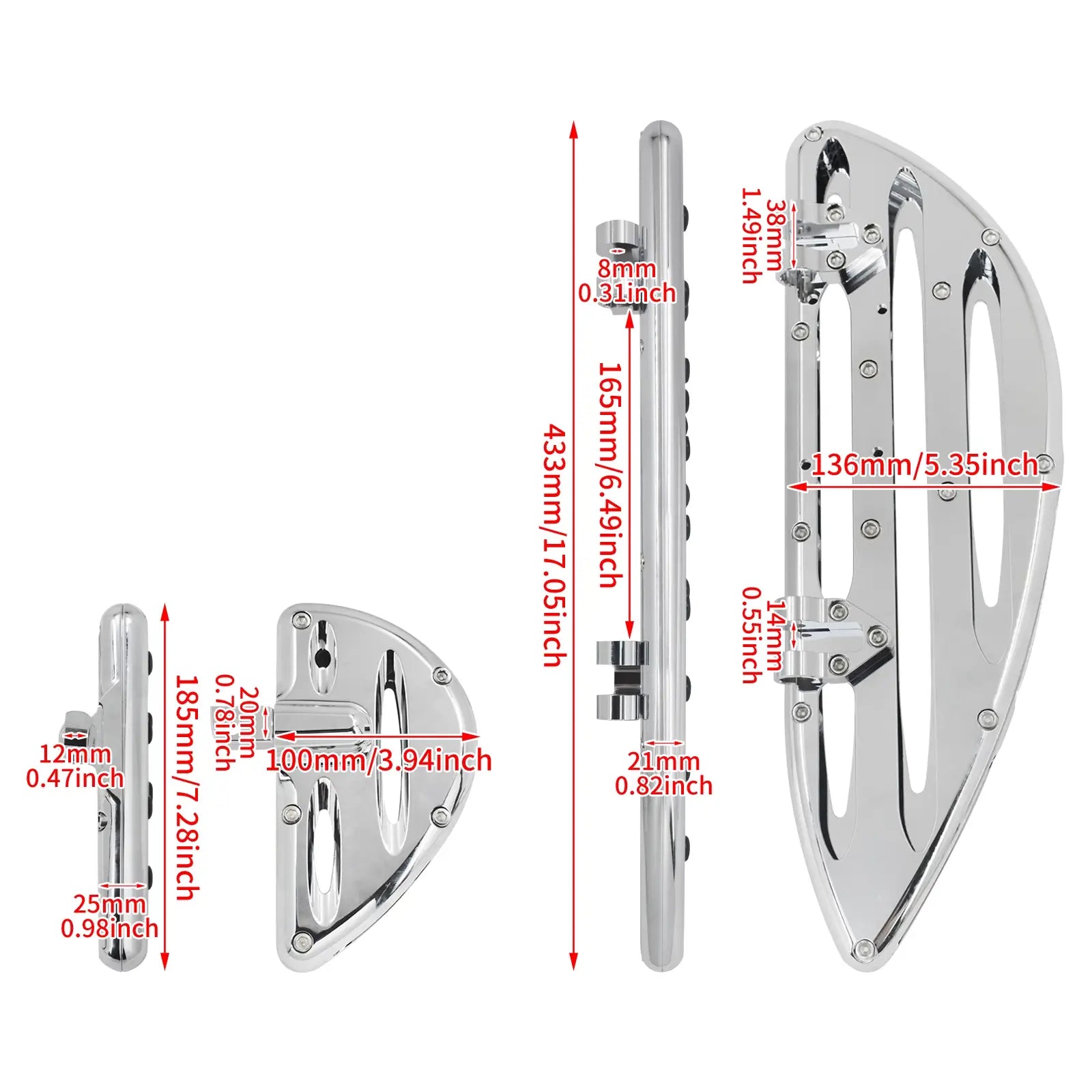 Motorcycle Rider Passenger Floorboards Set size