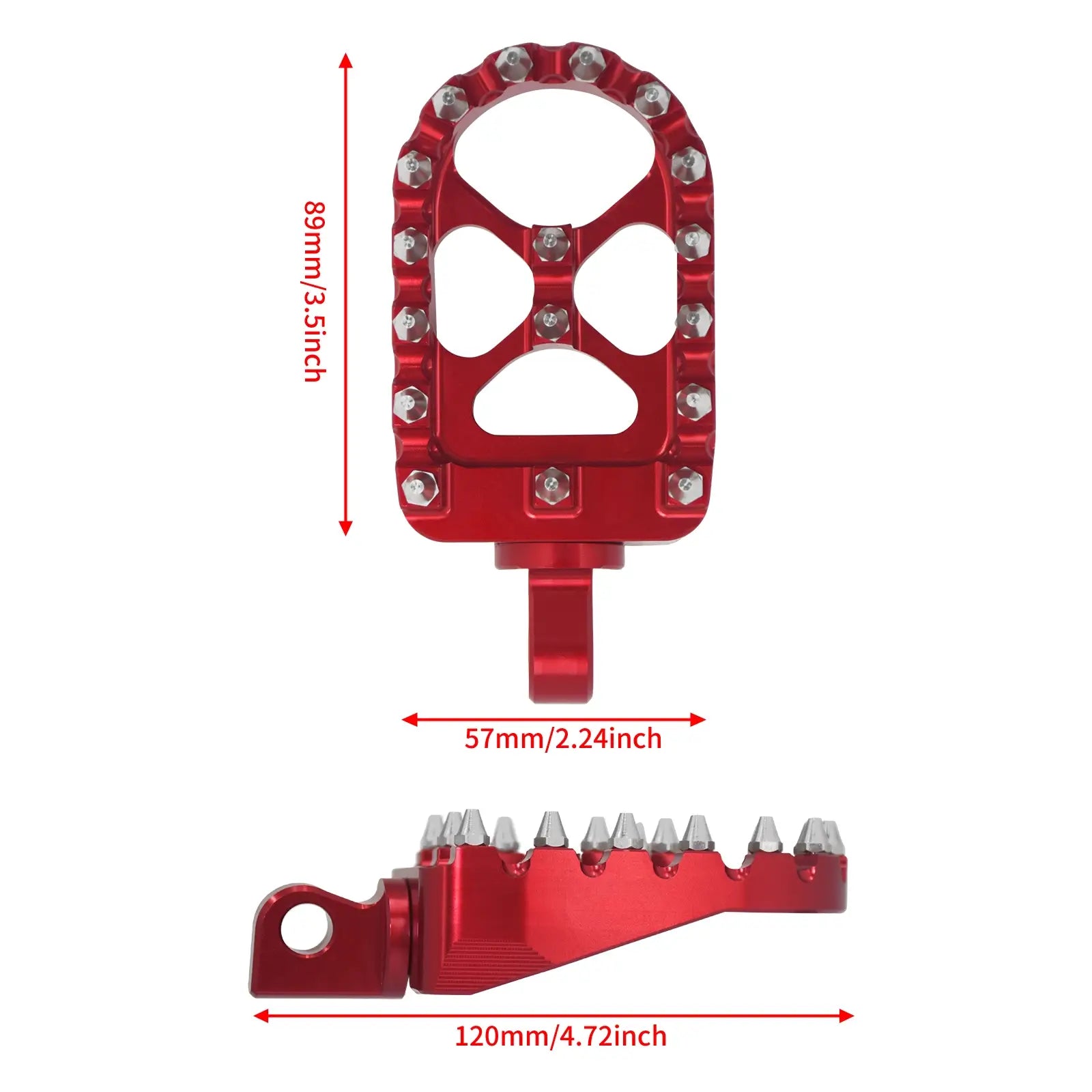 PE010606 CNC red male mount Wide Foot Pegs size