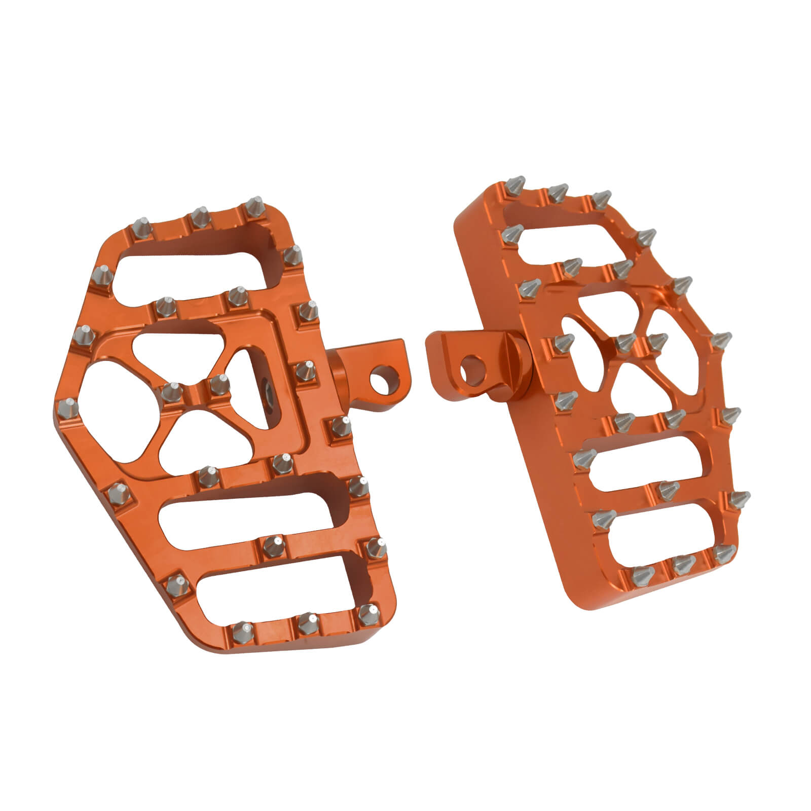 PE011806 Mactions Orange CNC Male Mount-Style Wide Footboards for Harley '84-'25
