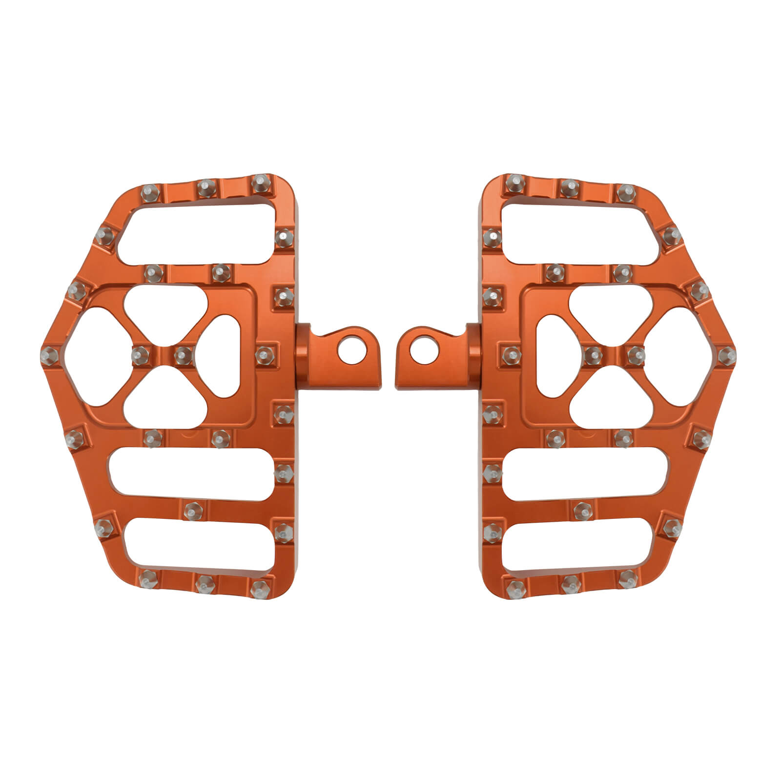 PE011806 Mactions Orange CNC Male Mount-Style Wide Footboards for Harley '84-'25