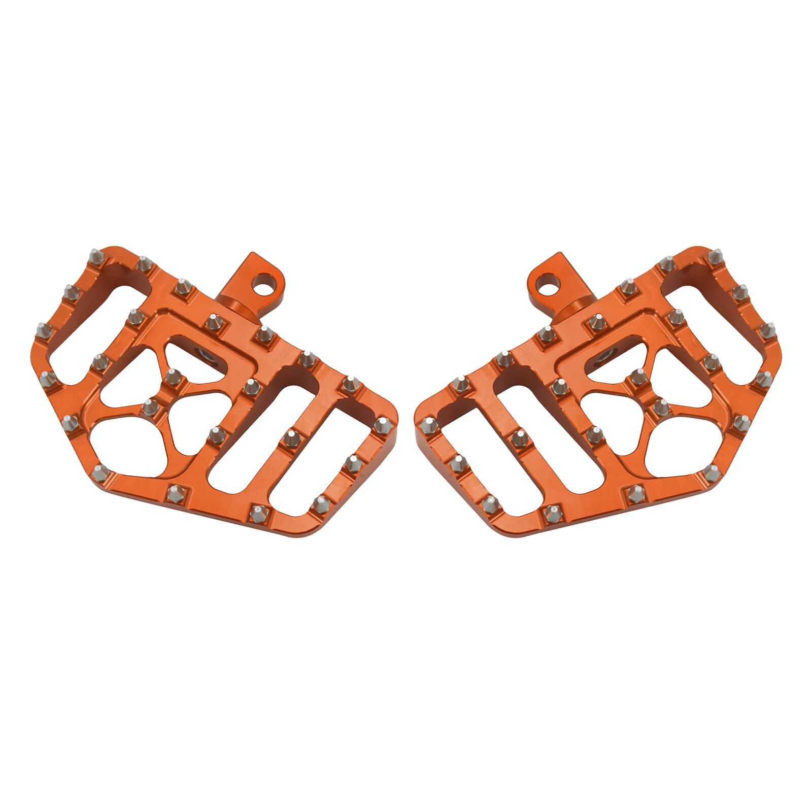 PE011806 Mactions Orange CNC Male Mount-Style Wide Footboards for Harley '84-'25