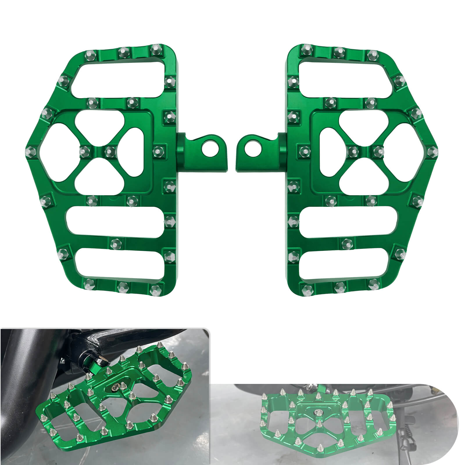 PE011807 mactions mx style wide foot pegs floorboard touring softail 2025 green effect