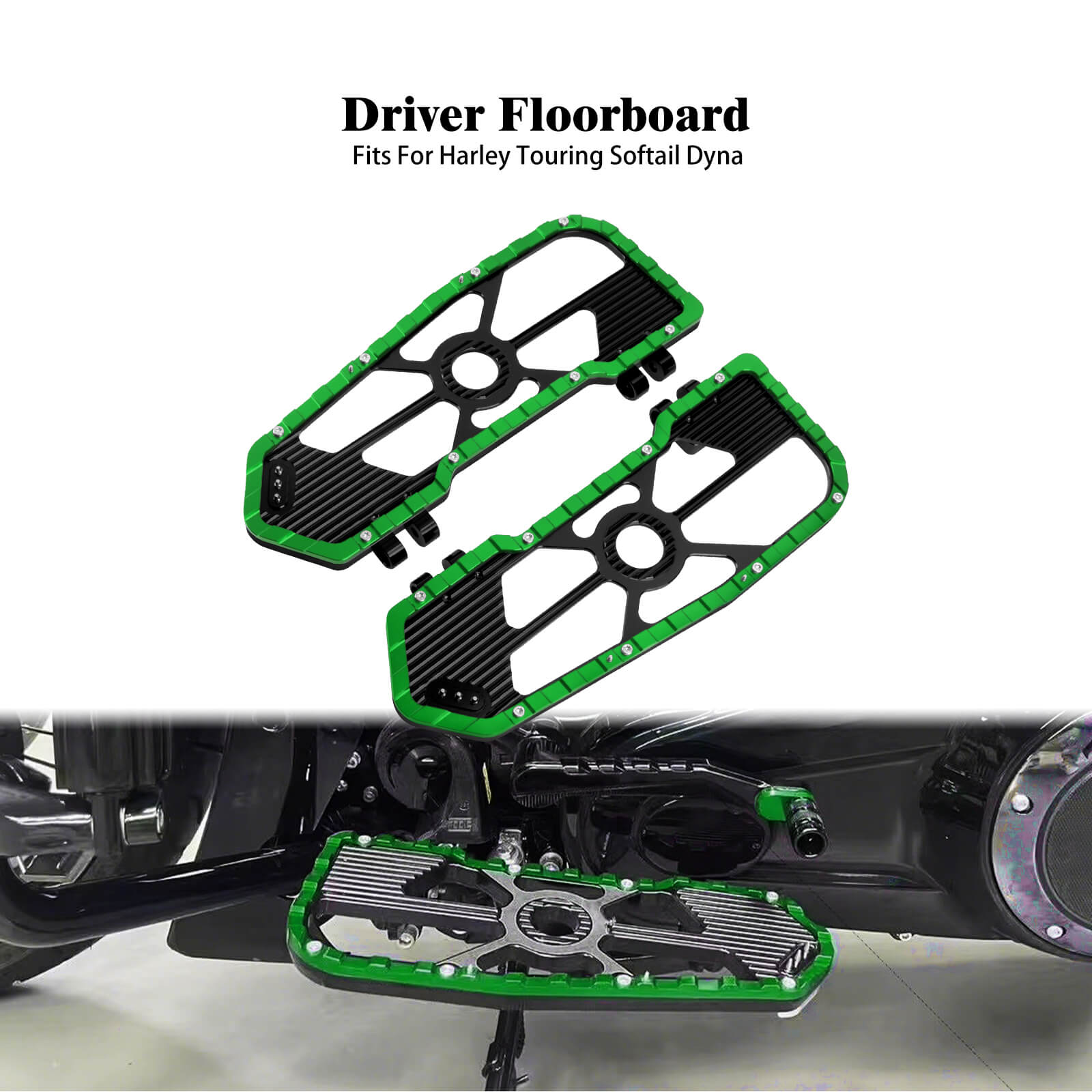 PE017605 Mactions Green Floorboards for Harley Touring