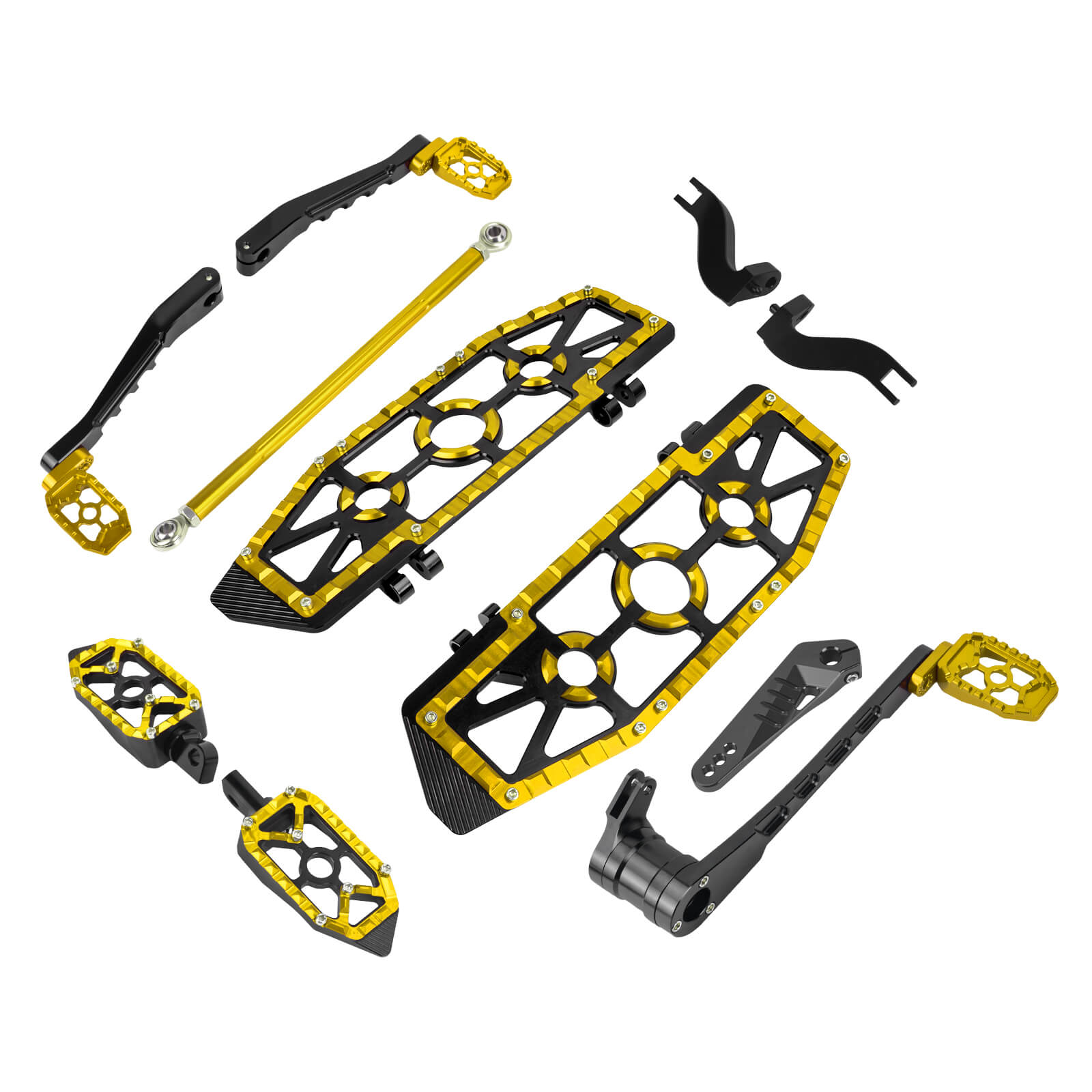 PE018402 mactions Full CNC Aluminum MX-Style Floorboards & Control Kit for Harley Touring road glide - gold