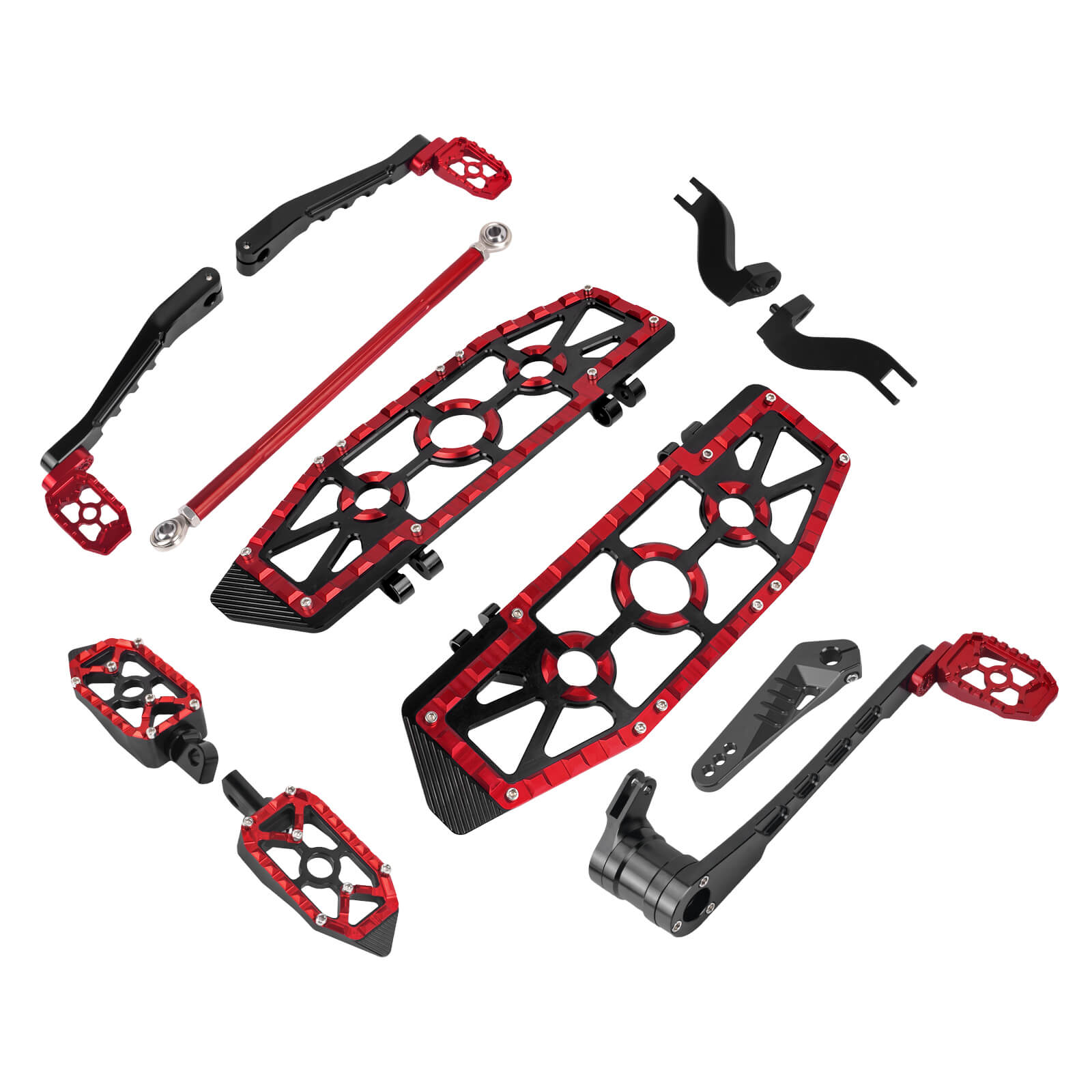 PE018402 mactions Full CNC Aluminum MX-Style Floorboards & Control Kit for Harley Touring street glide 2025 - red set