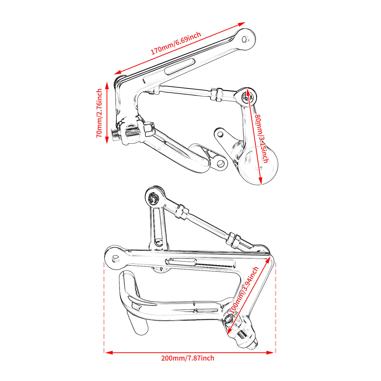 PE018901 mactions Complete Mid Control Kit w/ Linkage & Hardware for Harley street glide 2023 - size
