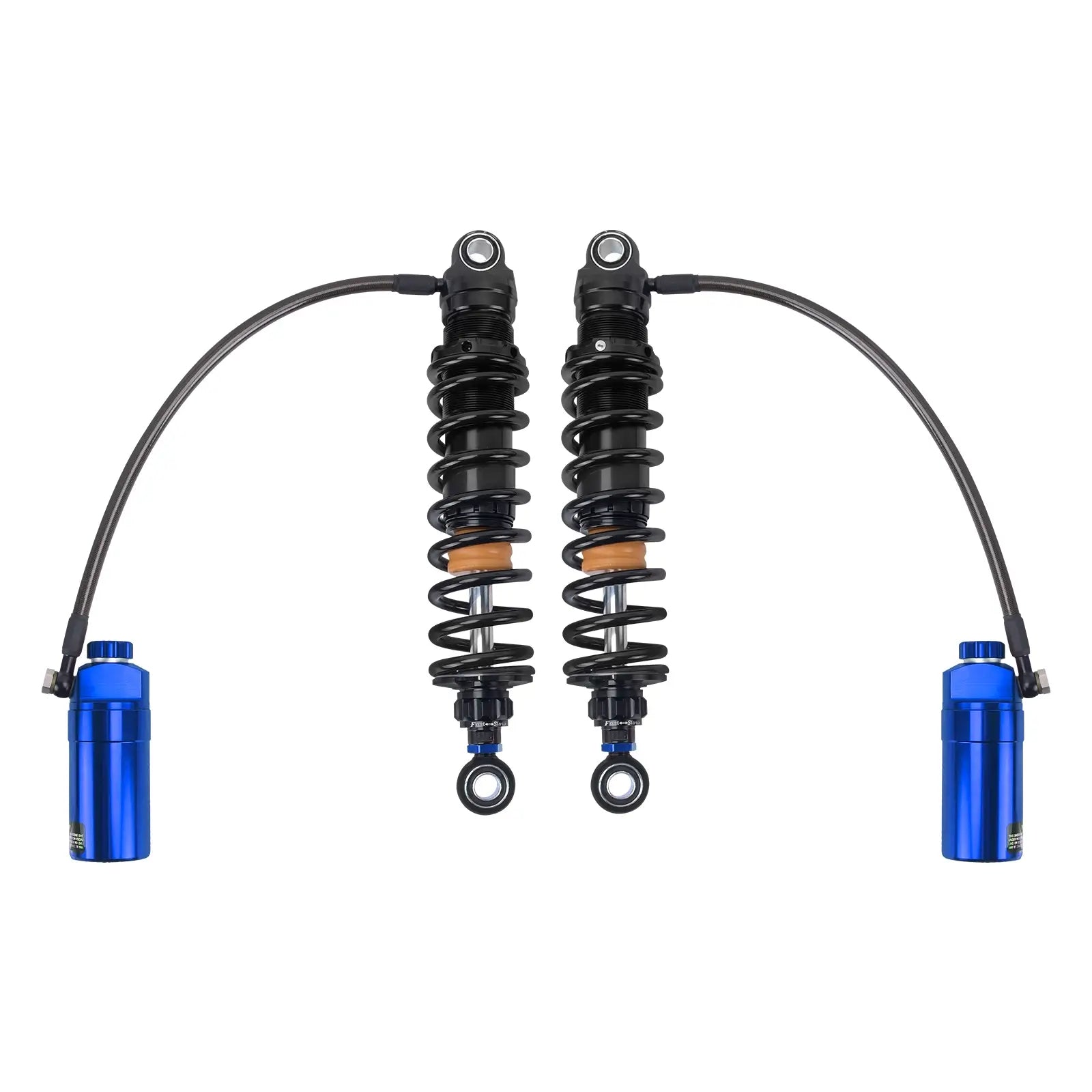 SU000105 Pair of motorcycle shock absorbers with blue reservoirs for harley Touring