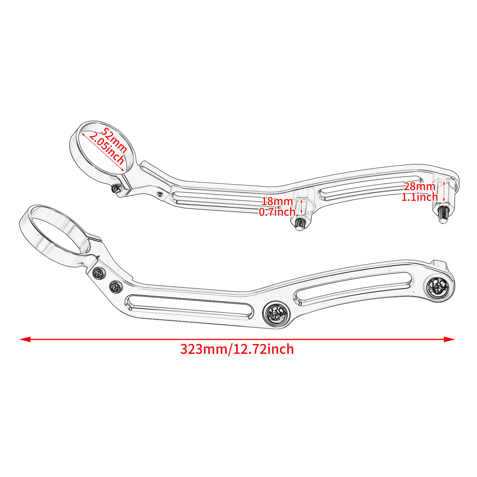 SU000304 mactions CNC Aluminum Reservoir Shock Mount Clamp for Harley touring - size