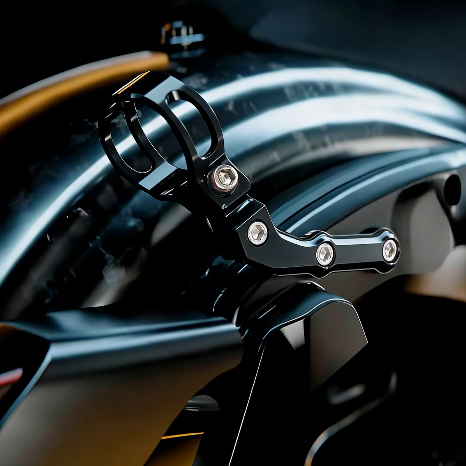 SU000601 mactions CNC Billet Aluminum Remote Reservoir Mounting Bracket Kit for Harley touring - black