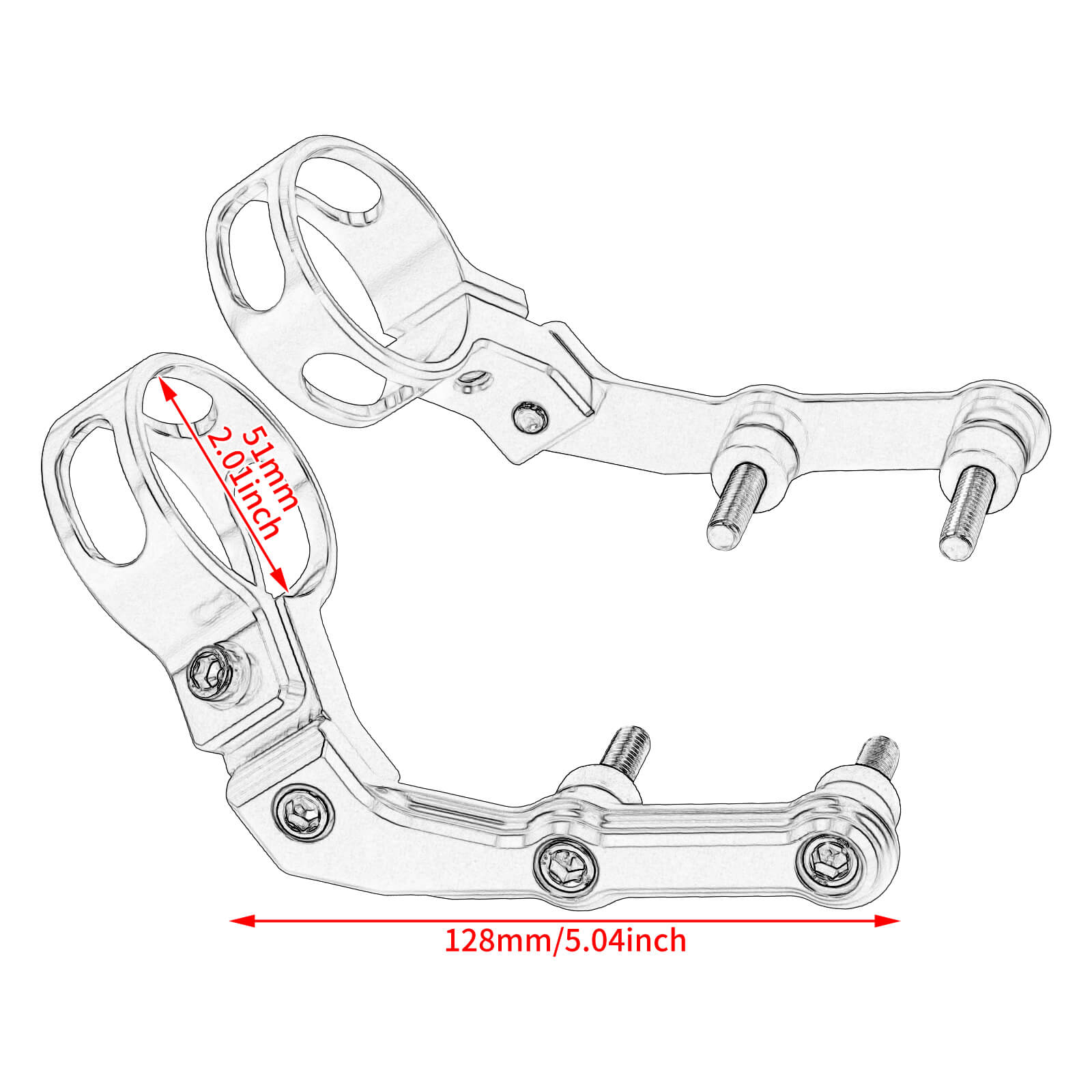 SU000604 mactions CNC Billet Aluminum Remote Reservoir Mounting Bracket for harley - size