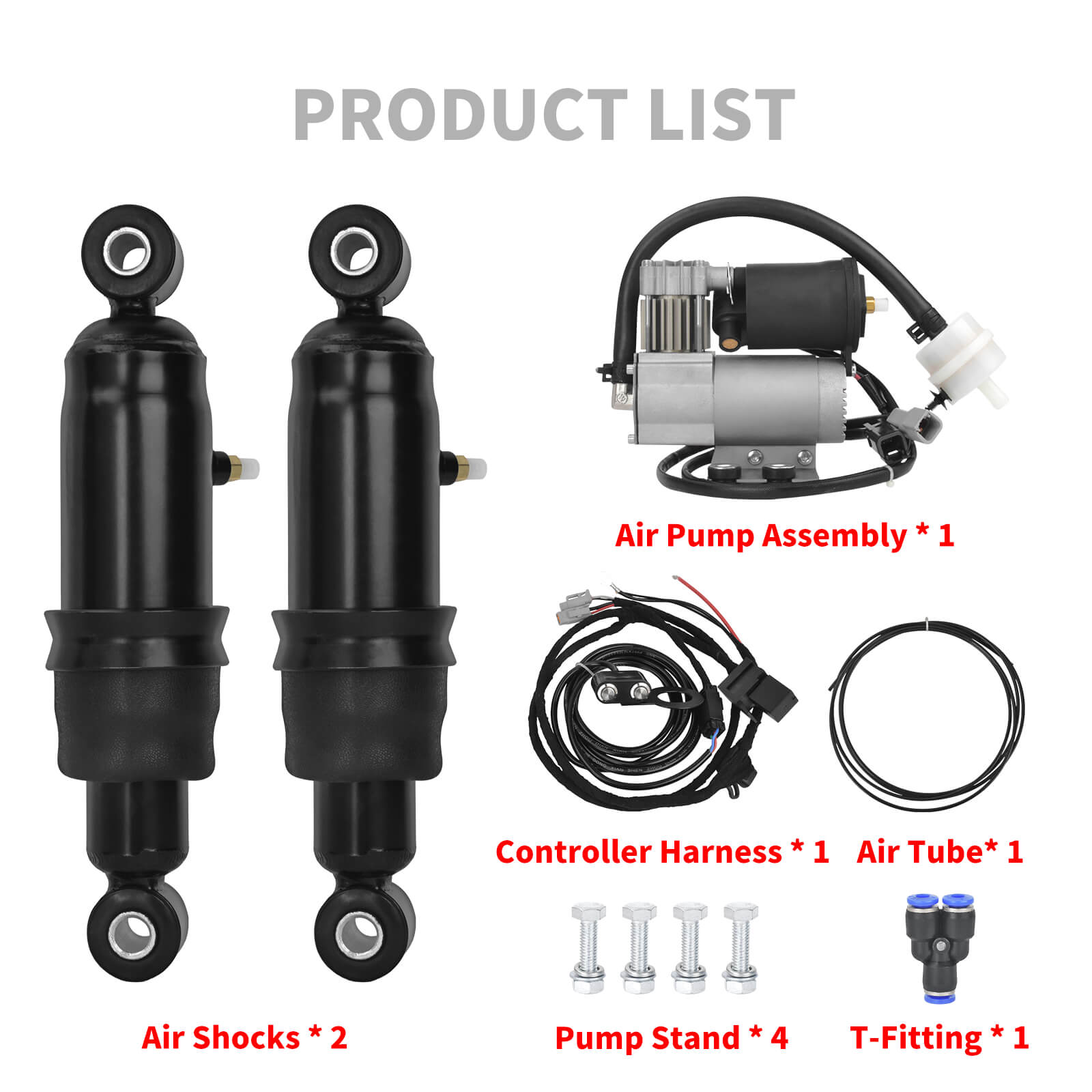SU000902 Mactions Rear Air Suspension Shocks Kit for Harley Touring '90-'24 Product List