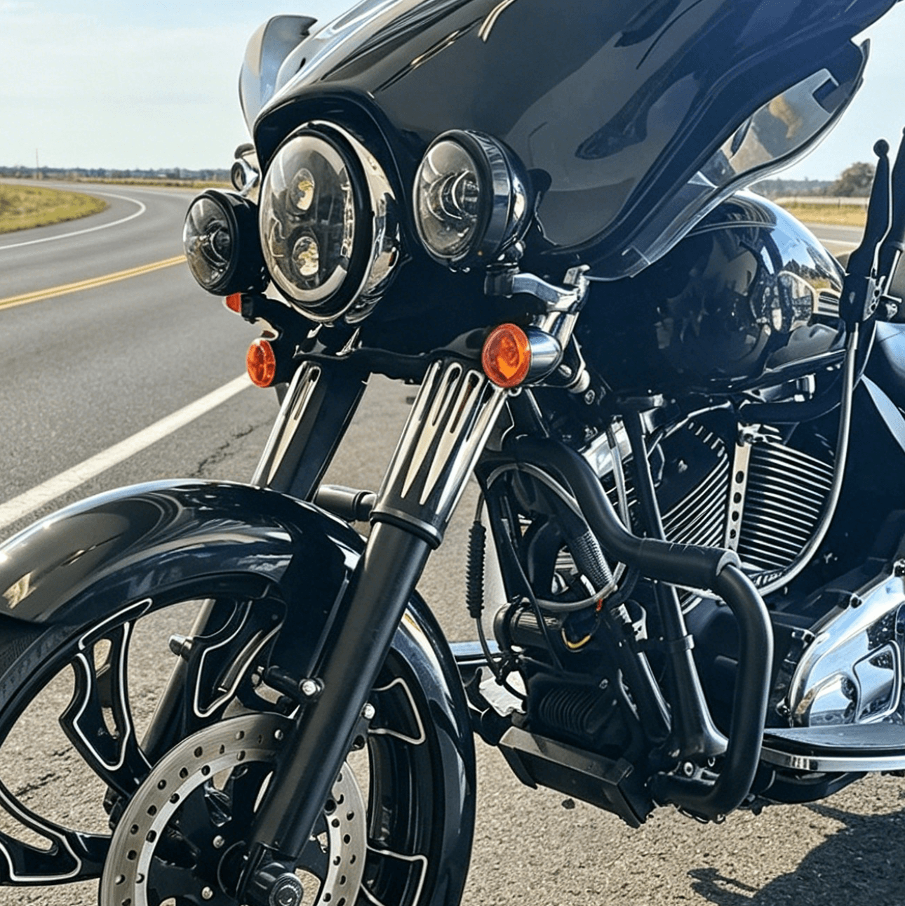 SU001001 Mactions Front Fork Slider Covers For Harley Touring Trike '80-'23
