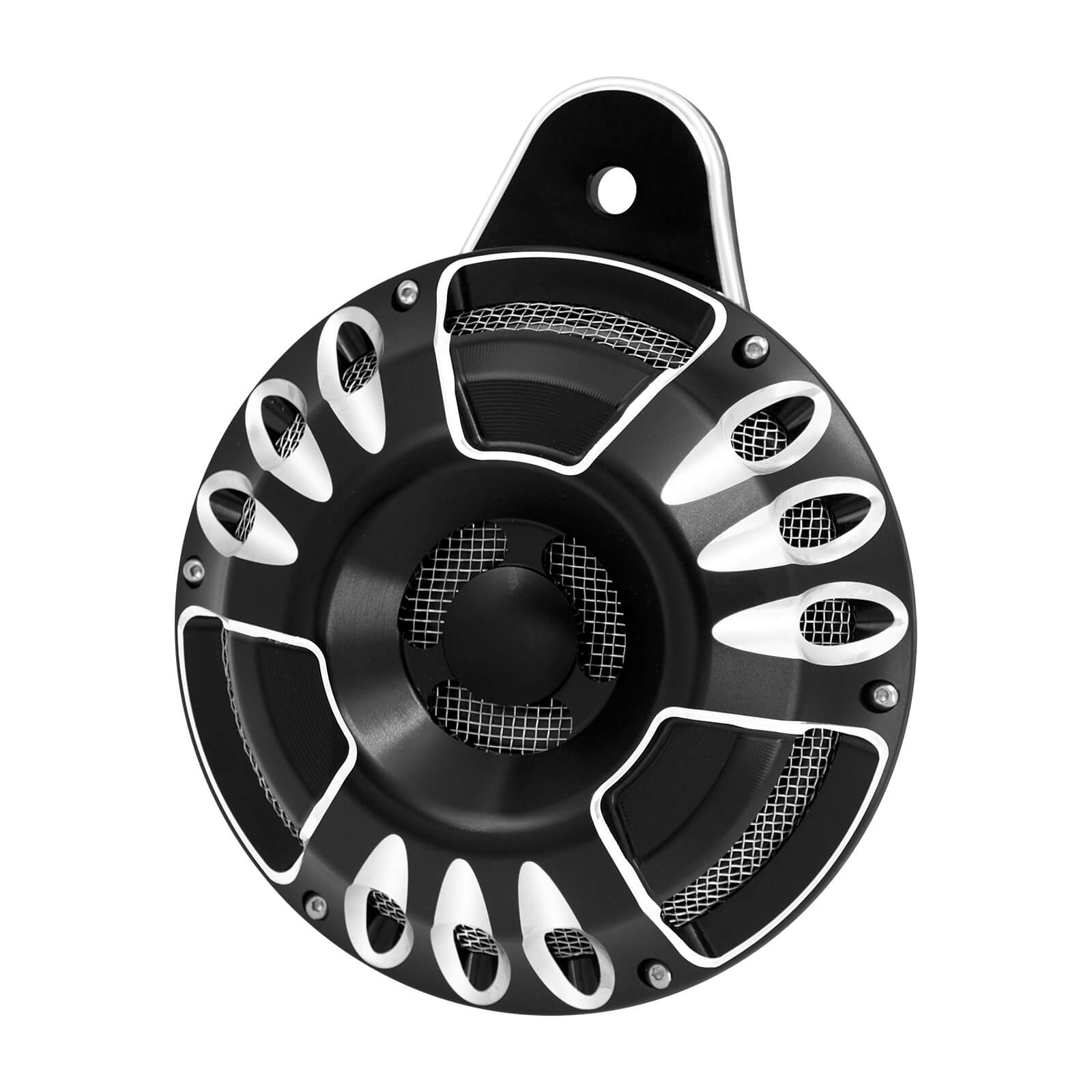 TH00740 mactions cnc horn speaker for harley dyna black