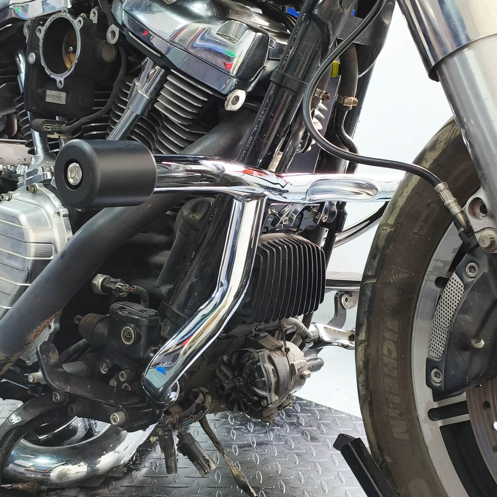 Chrome Engine Guard Crash Bar Fit with Chin Spoiler for Harley Touring 2014-2025