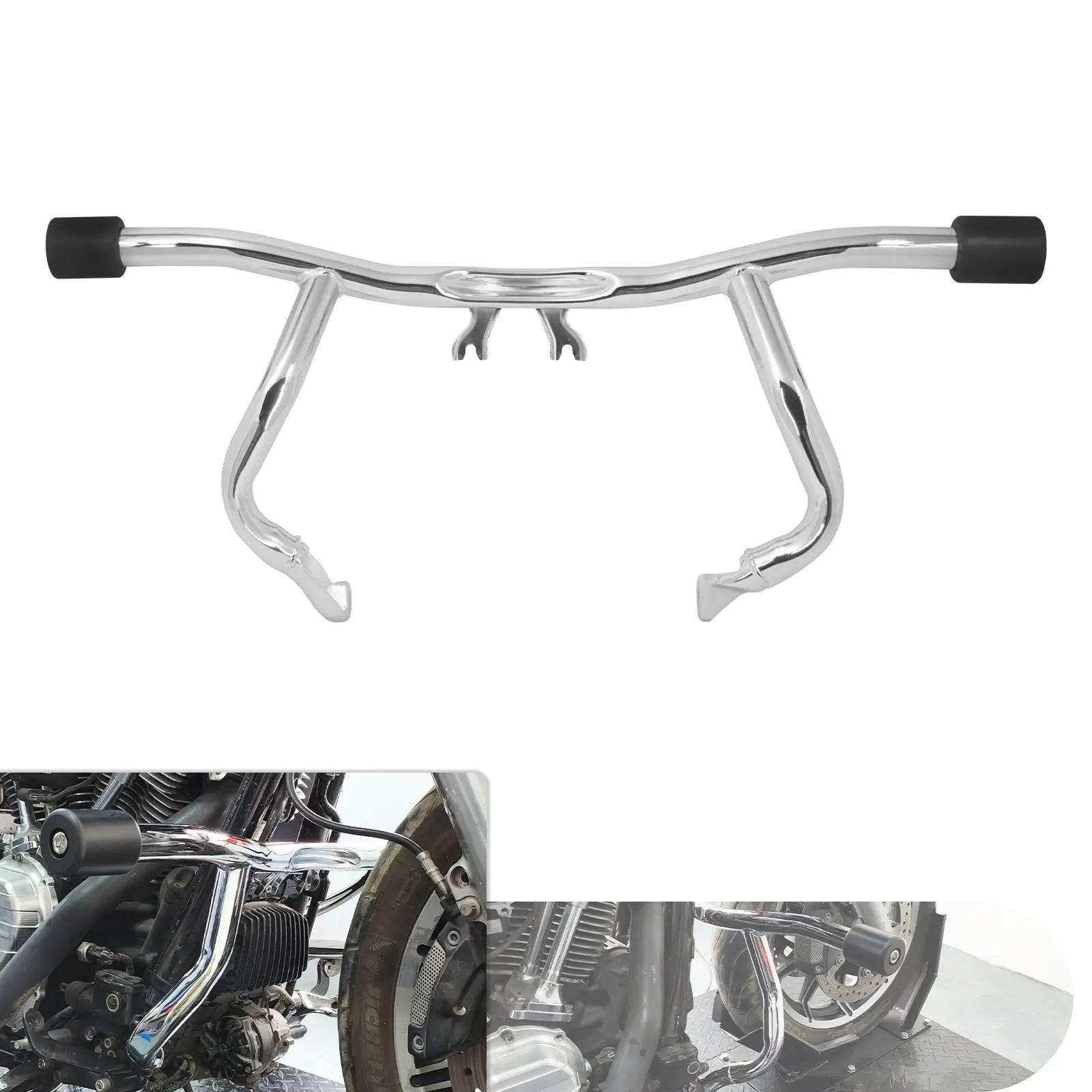 Chrome Engine Guard Crash Bar Fit with Chin Spoiler for Harley Touring 2014-2025