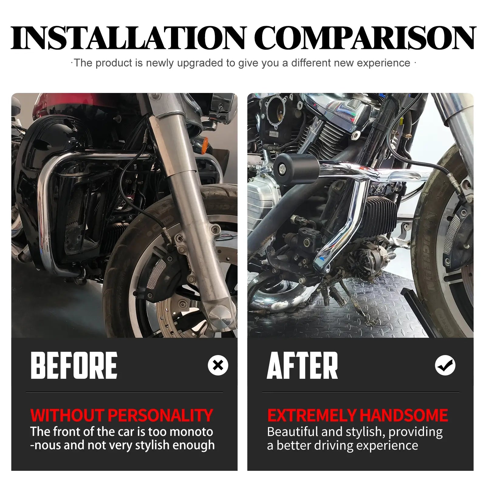 Chrome Engine Guard Crash Bar Fit with Chin Spoiler for Harley Touring 2014-2025