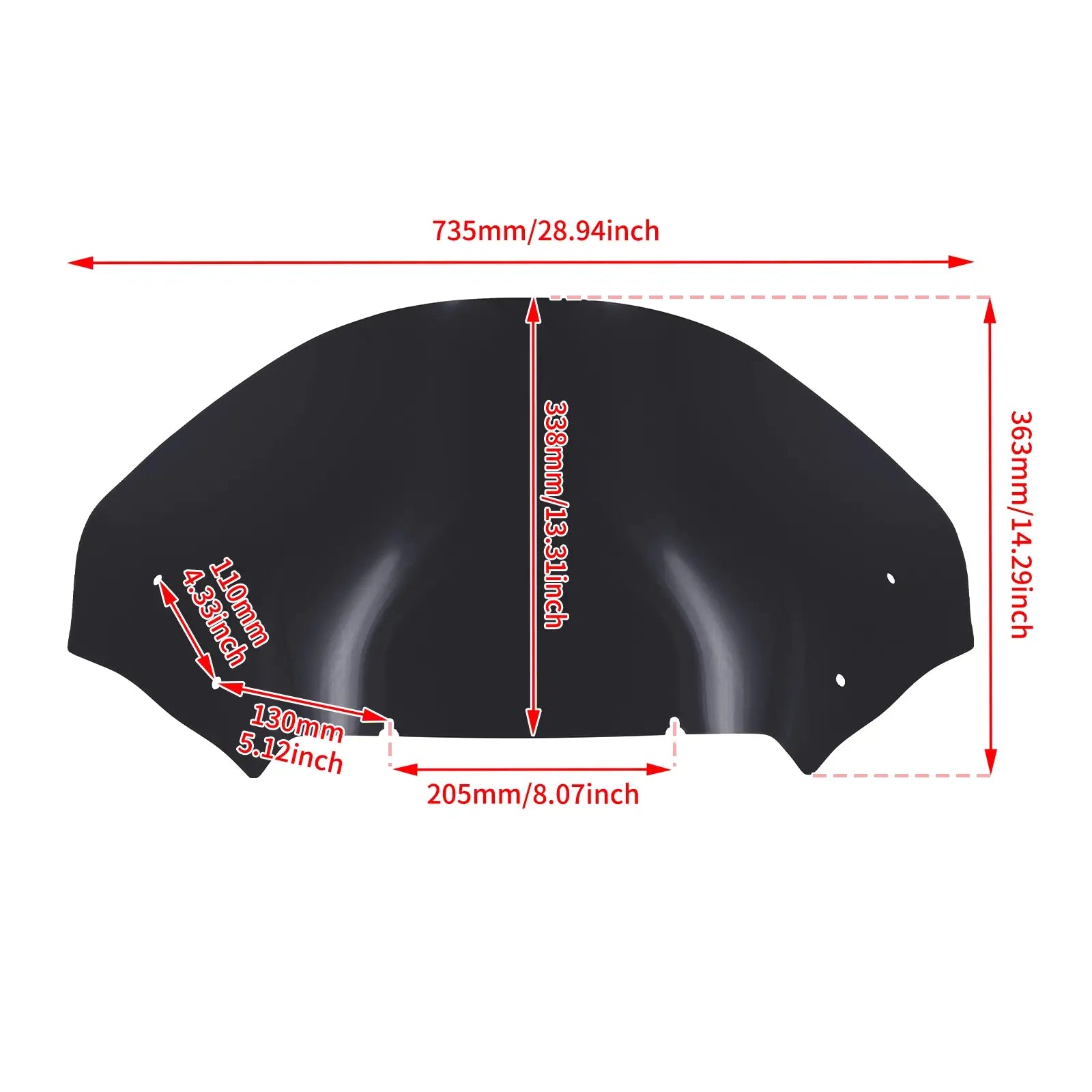 WI004601 mactions Motorcycle Windshield For Harley Touring cvo road glide - size