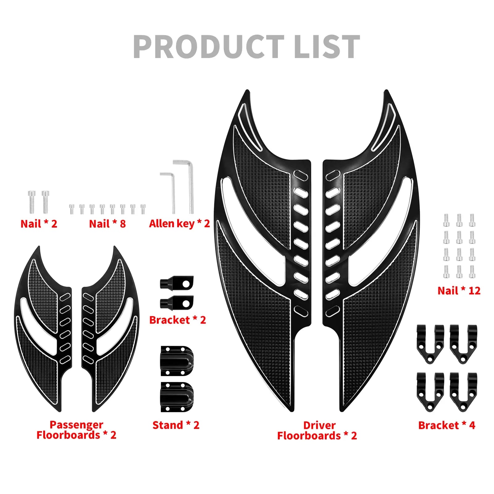 ZH000010 Hollow Blade Passenger Driver Floorboards for Harley touring