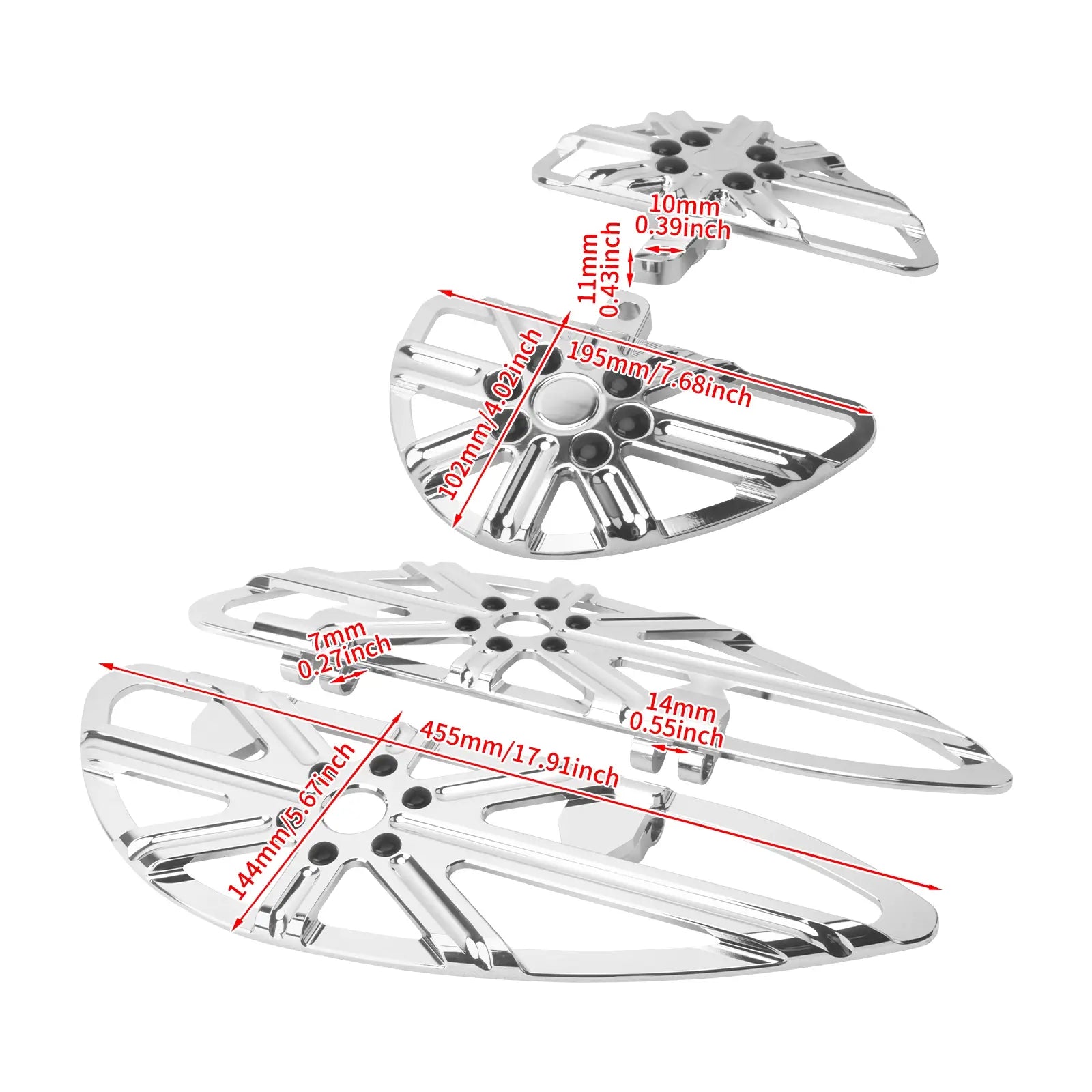 ZH000862 mactions rider passenger floorboards set for harley touring size