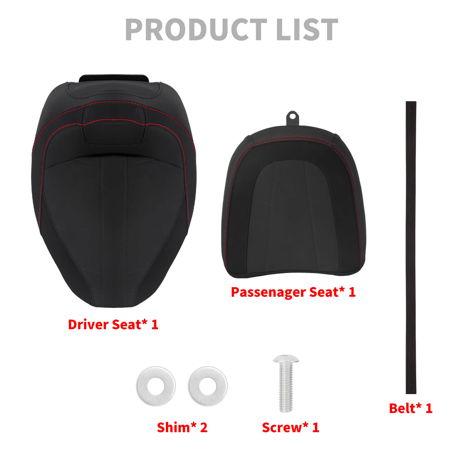 ZHCB0008-JG MACTIONS Premium Custom 2-Up Rider & Passenger Seat for harley with Red Stitching - product list