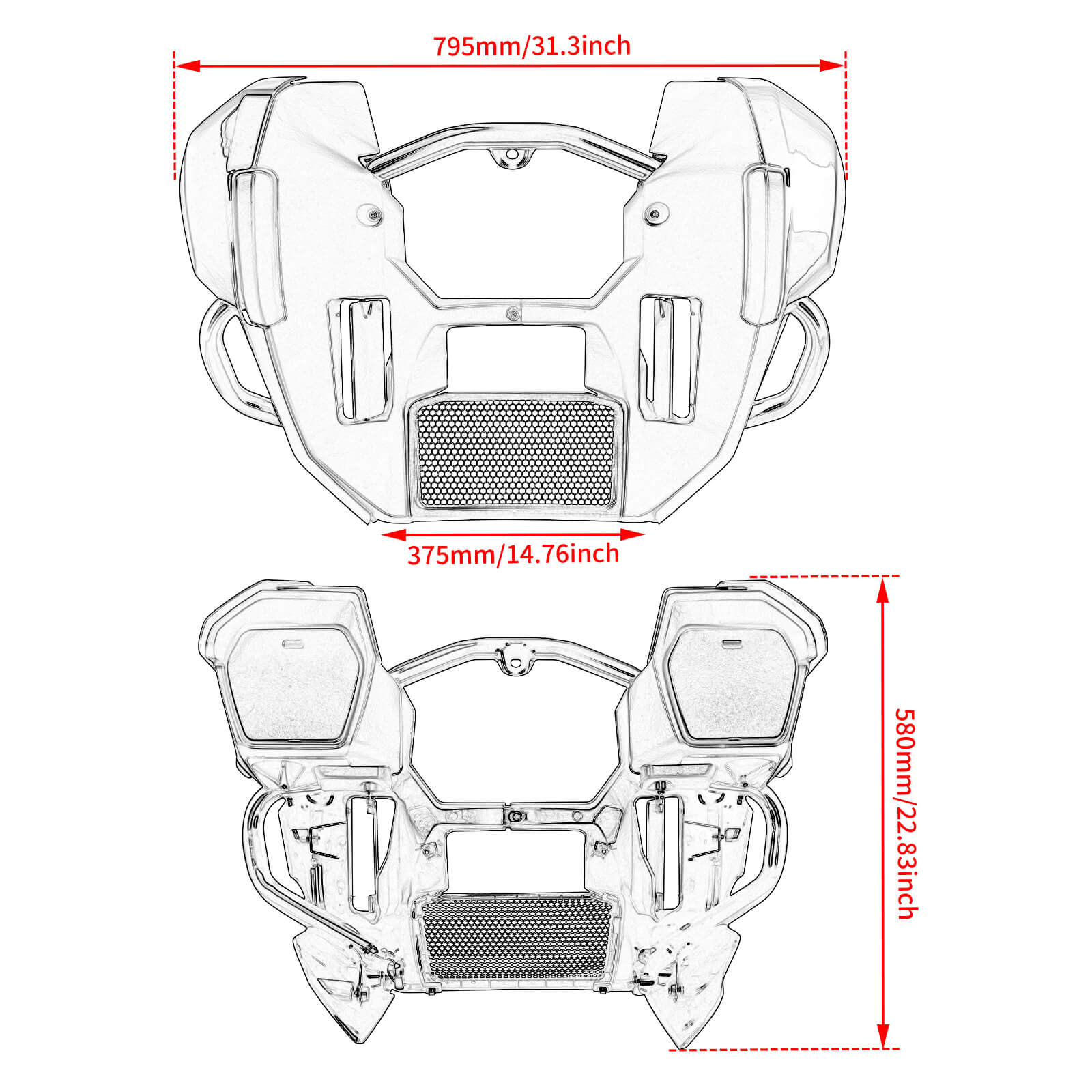 ZHFR0016 mactions Motorcycle Fairing Lowers w/ engine Engine Guard for Harley touring road glide