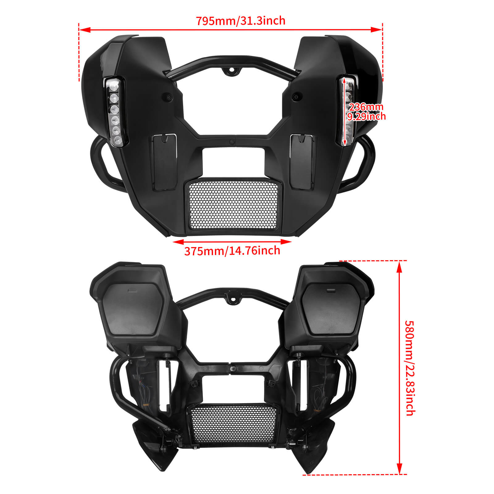ZHFR0026 Mactions Lower Fairing Kit with LED Lights For Harley Touring Size
