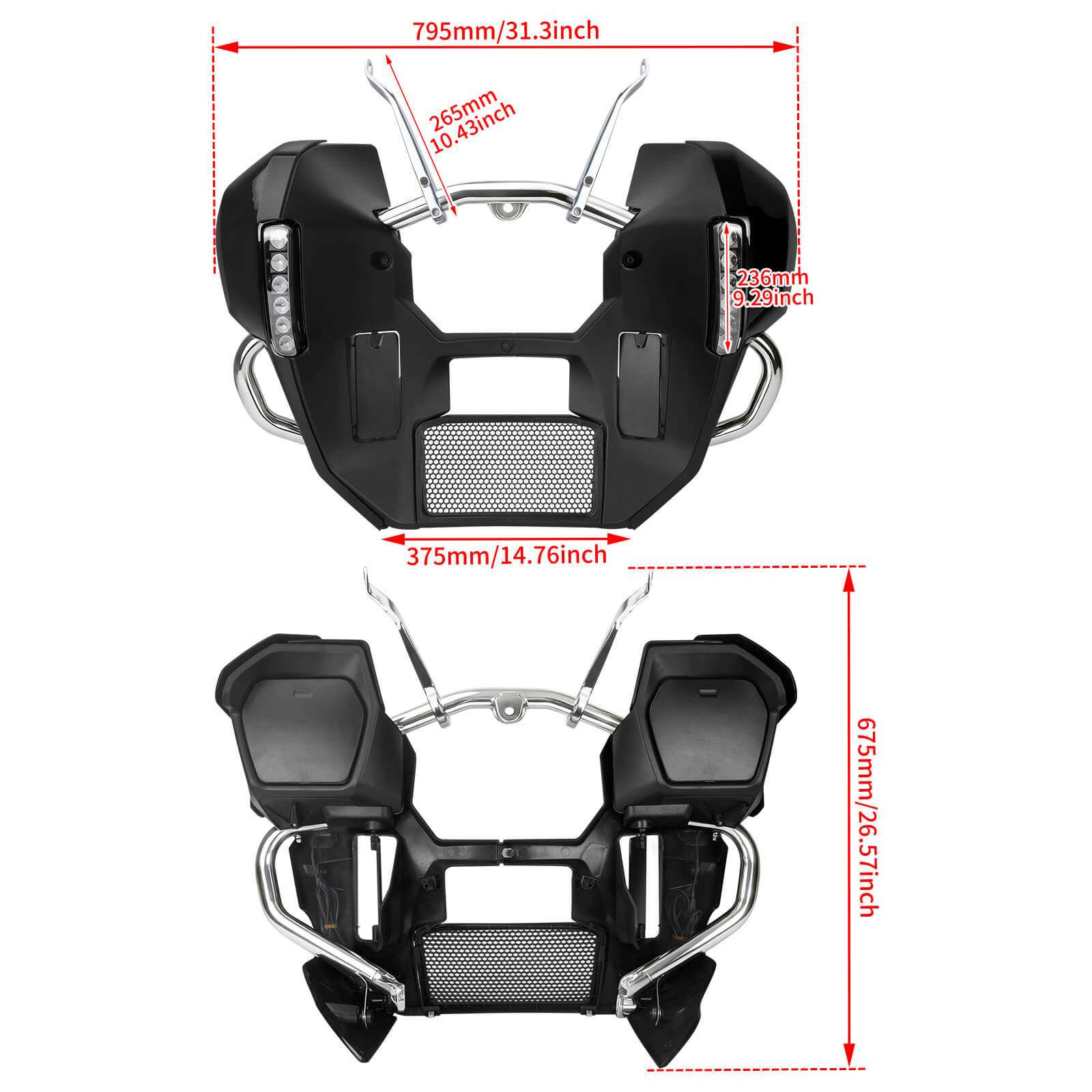 ZHFR0028-JG Mactions Lower Fairing and Engine Guard Kit with Integrated LEDs For Touring '23-'26 Size