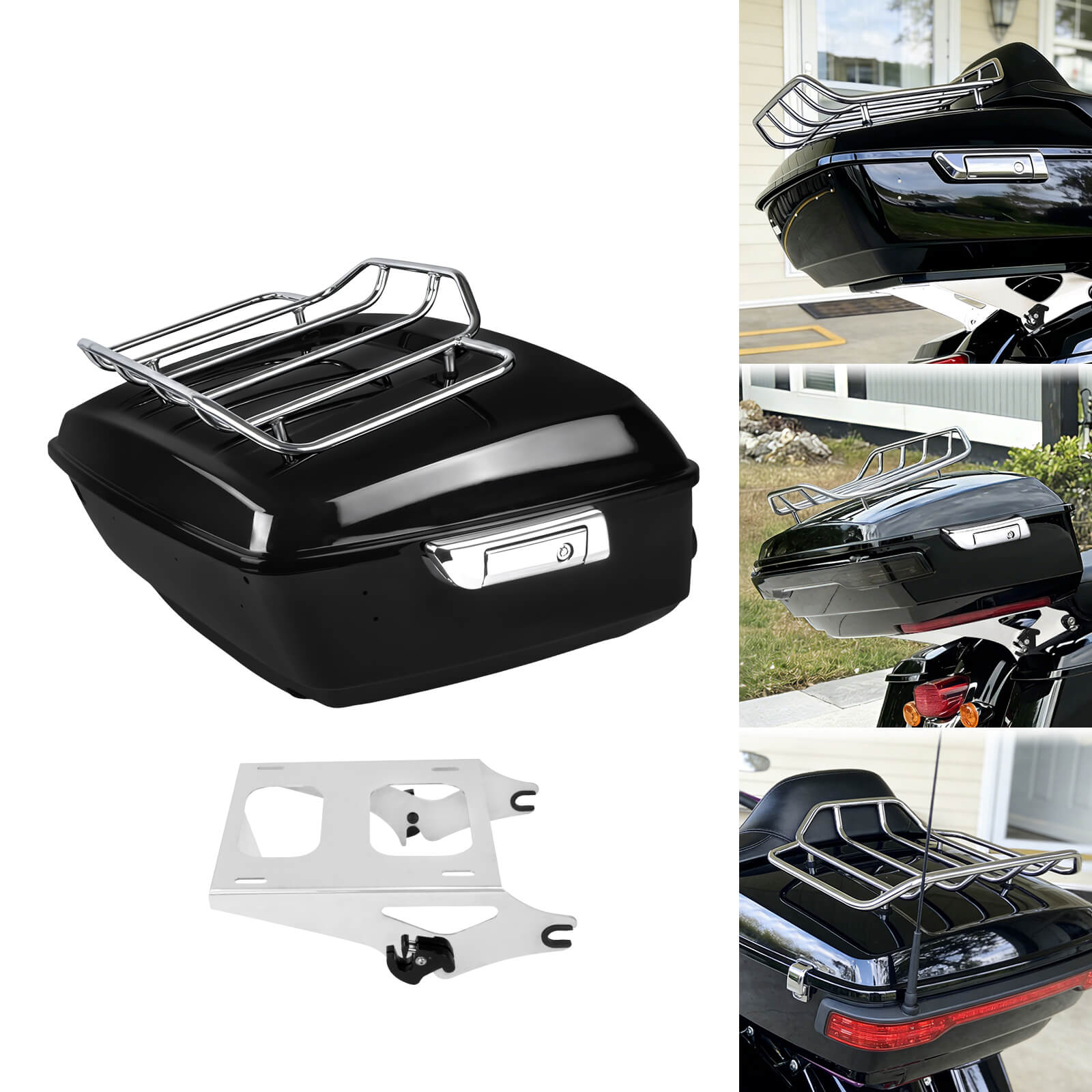 13.7" King Tour Luggage Trunk w/ Luggage Rack For Harley Touring '14-'25 | Mactions