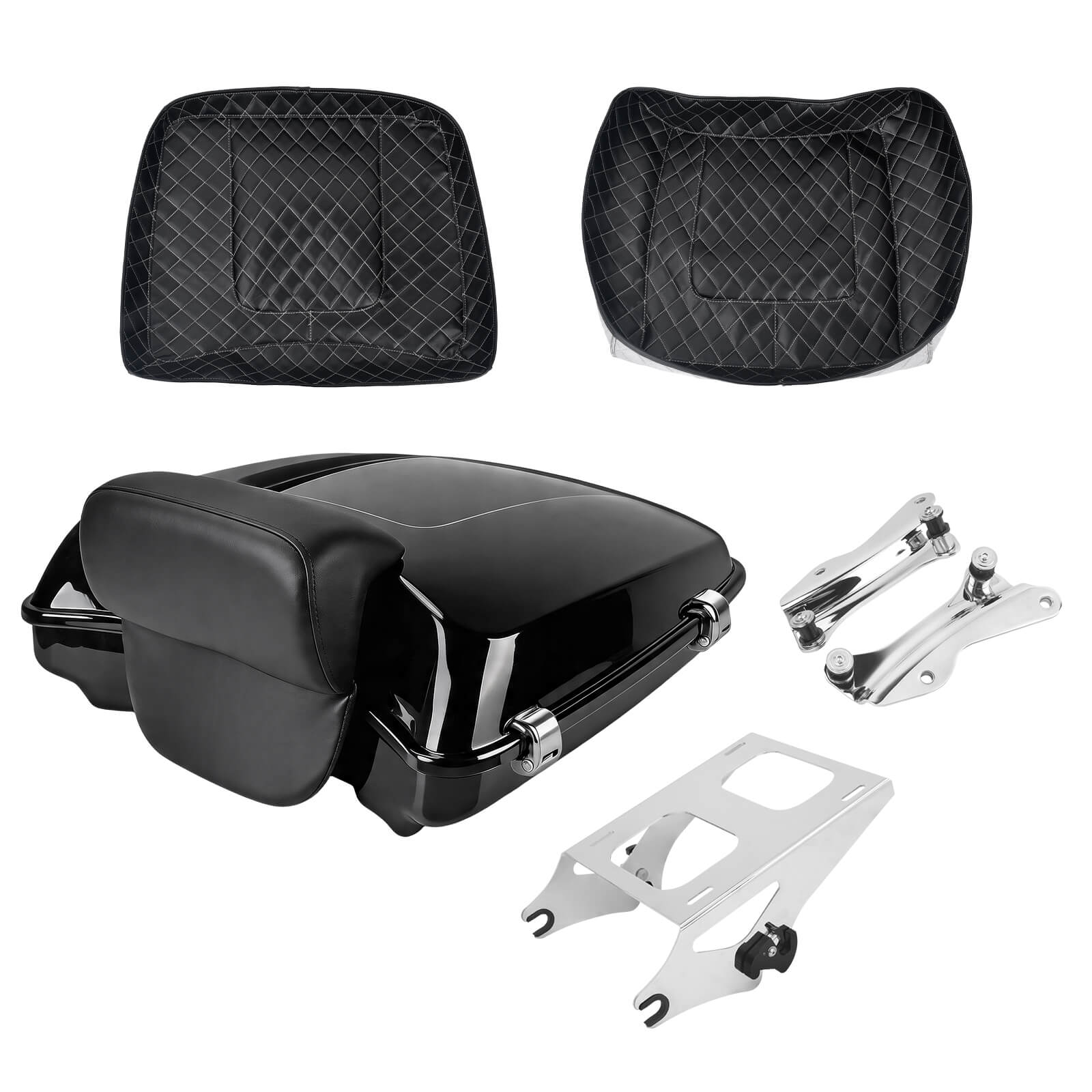 ZHLU0034 JG mactions tour pack trunk detachable luggage rack street glide 2023 chrome hardware angle