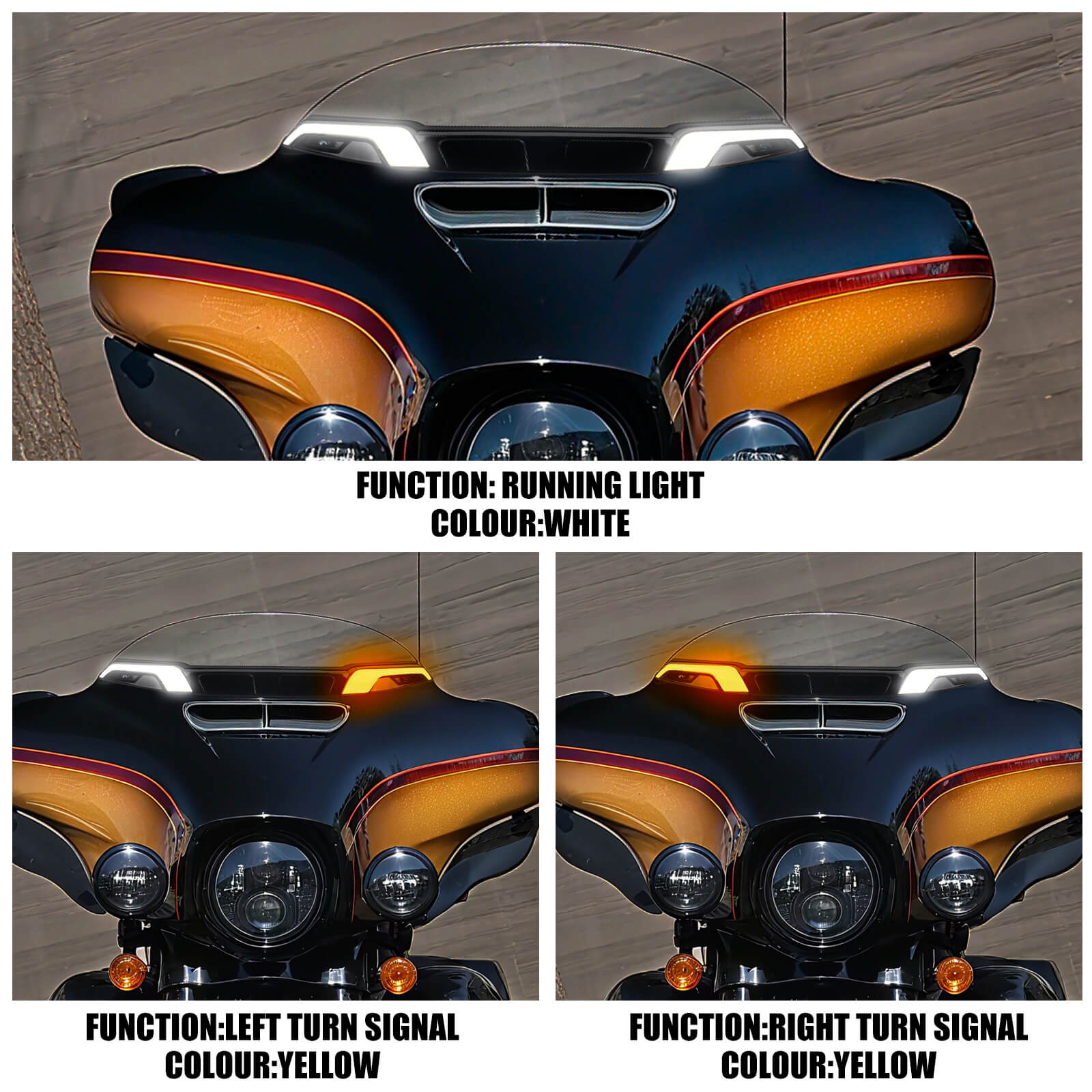 LED Windshield Trim Light Windscreen Turn Signal For Harley Touring ‘14-’25 | Mactions
