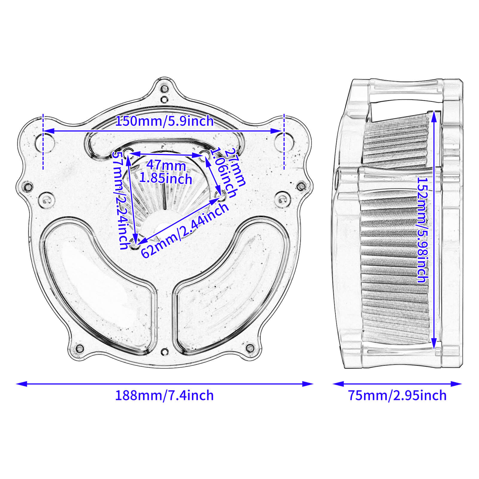 af008302-mactions-Air-Cleaner-Red-Intake-Filter-Fit-Harley-softail-size