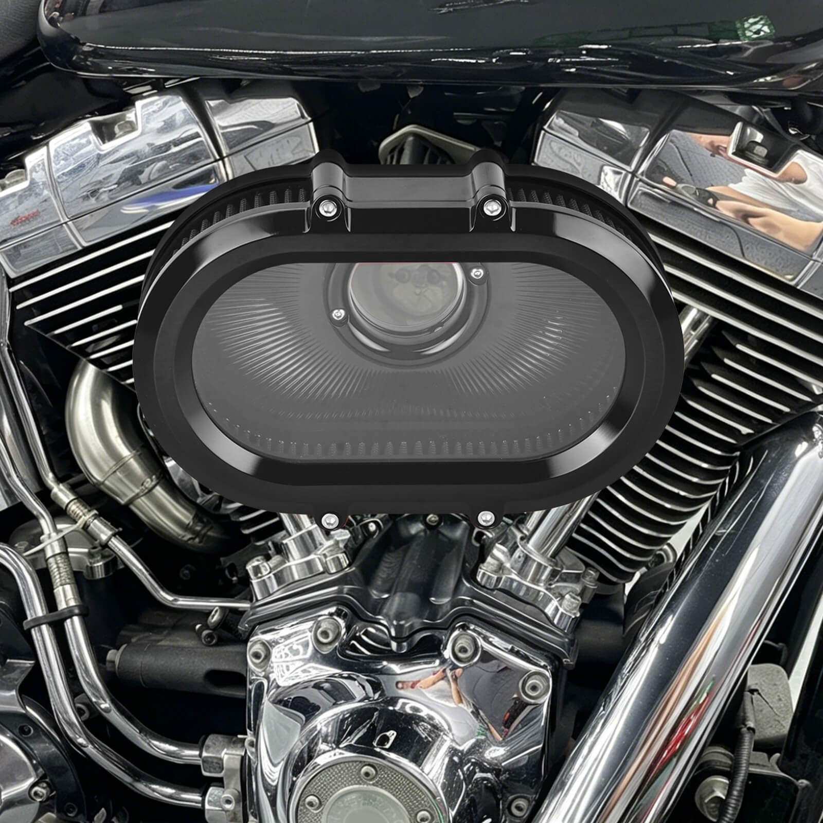 See Through Design Oval Air Cleaner Kit Harley Softail '00-'15 Dyna/FXR '00-'17 Touring '00-'07 | Mactions