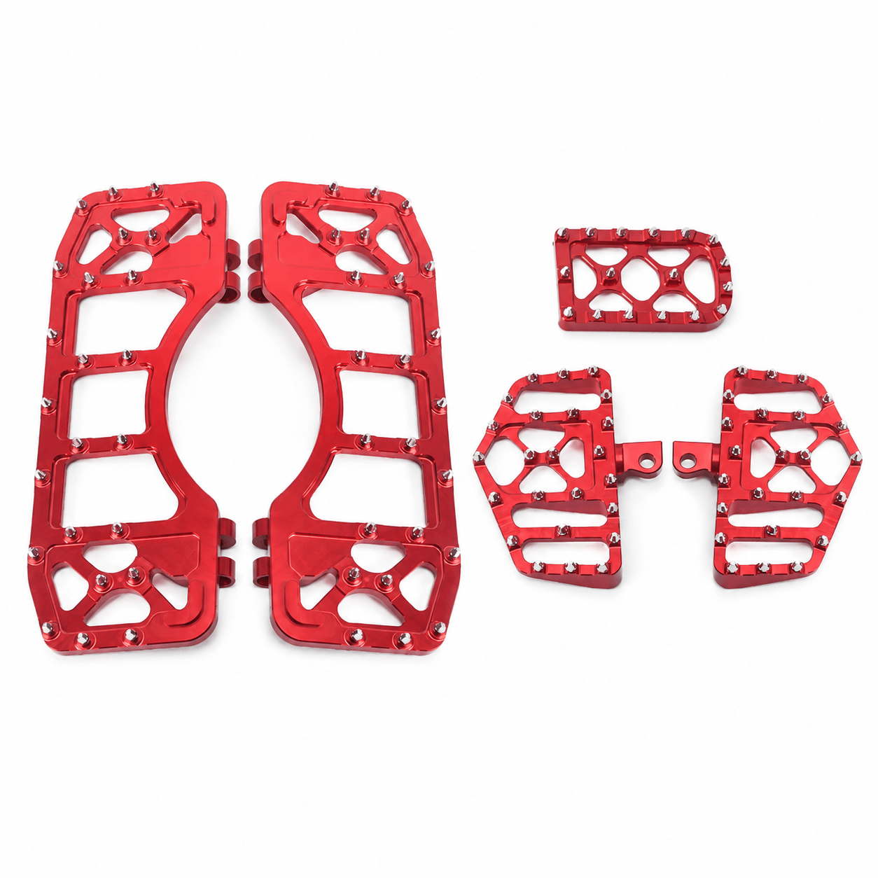 Red MX Style Footboards Set Passenger Pegs with Brake Pedal for Harley | Mactions