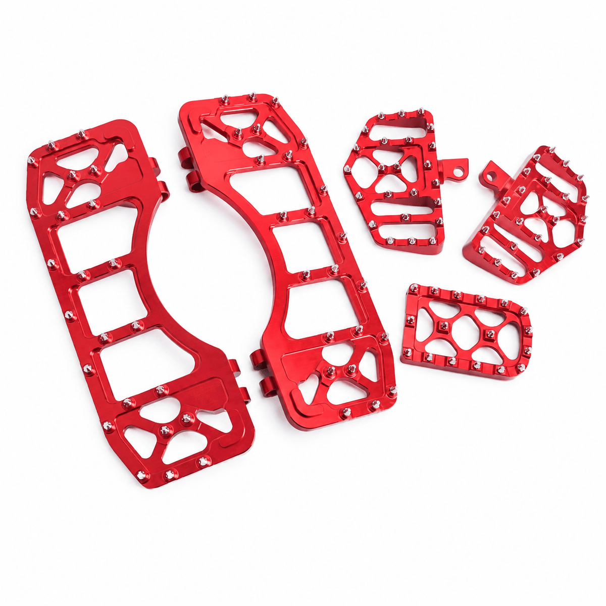 Red MX Style Footboards Set Passenger Pegs with Brake Pedal for Harley | Mactions
