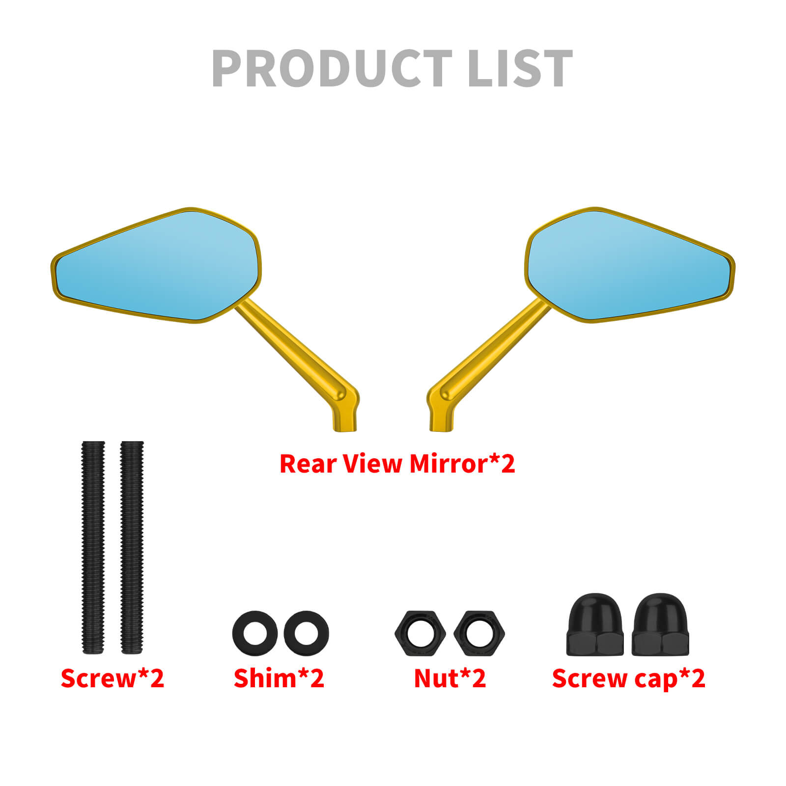 mi002903 mactions motorcycle side mirror harley touring 8mm gold product list