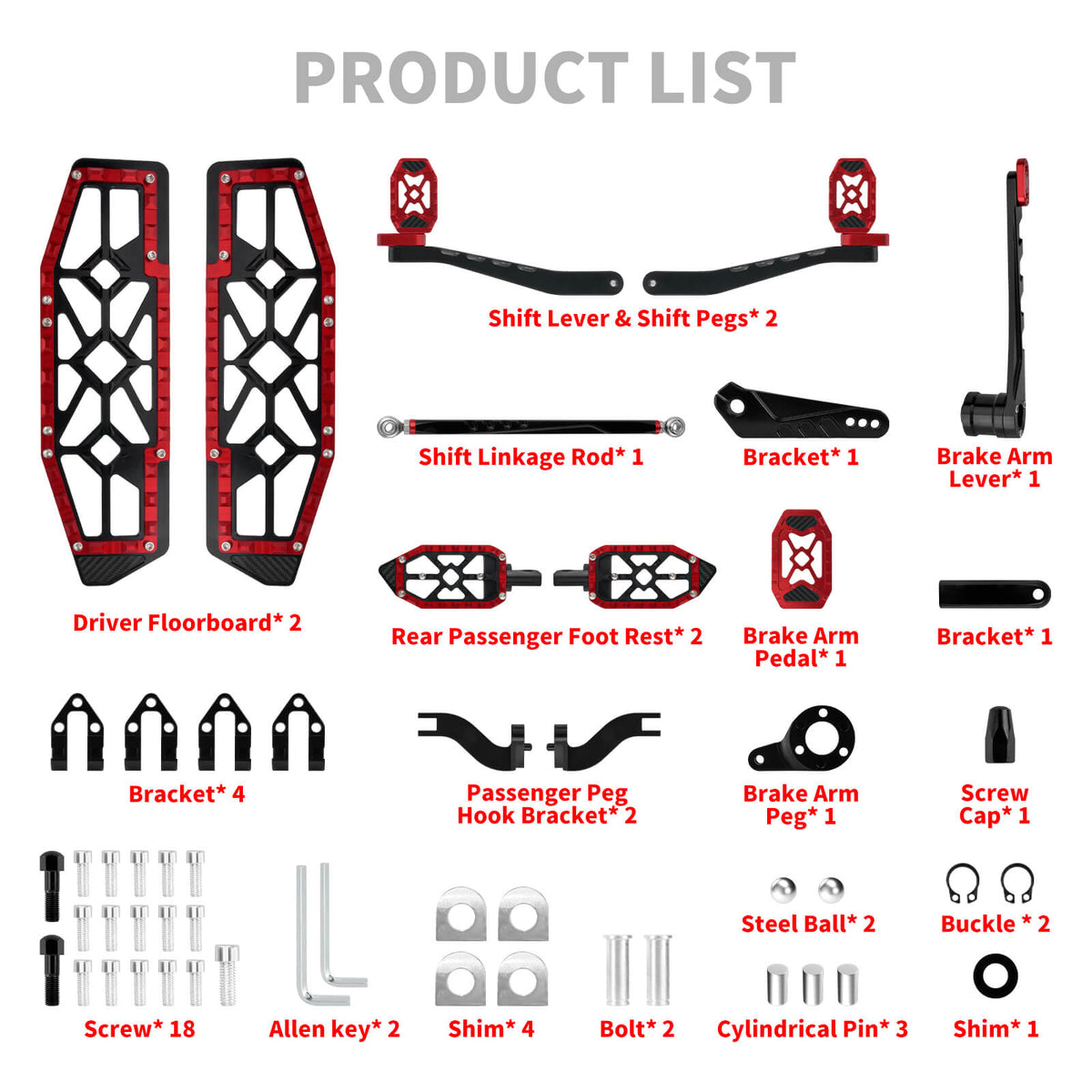 CNC Complete Floorboard Set Front Rear Floorboards for Harley Touring '14-'25 | Mactions