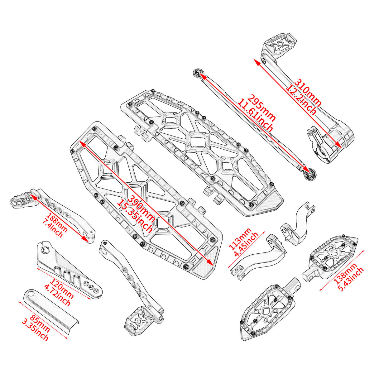 CNC Complete Floorboard Set Front Rear Floorboards for Harley Touring '14-'25 | Mactions
