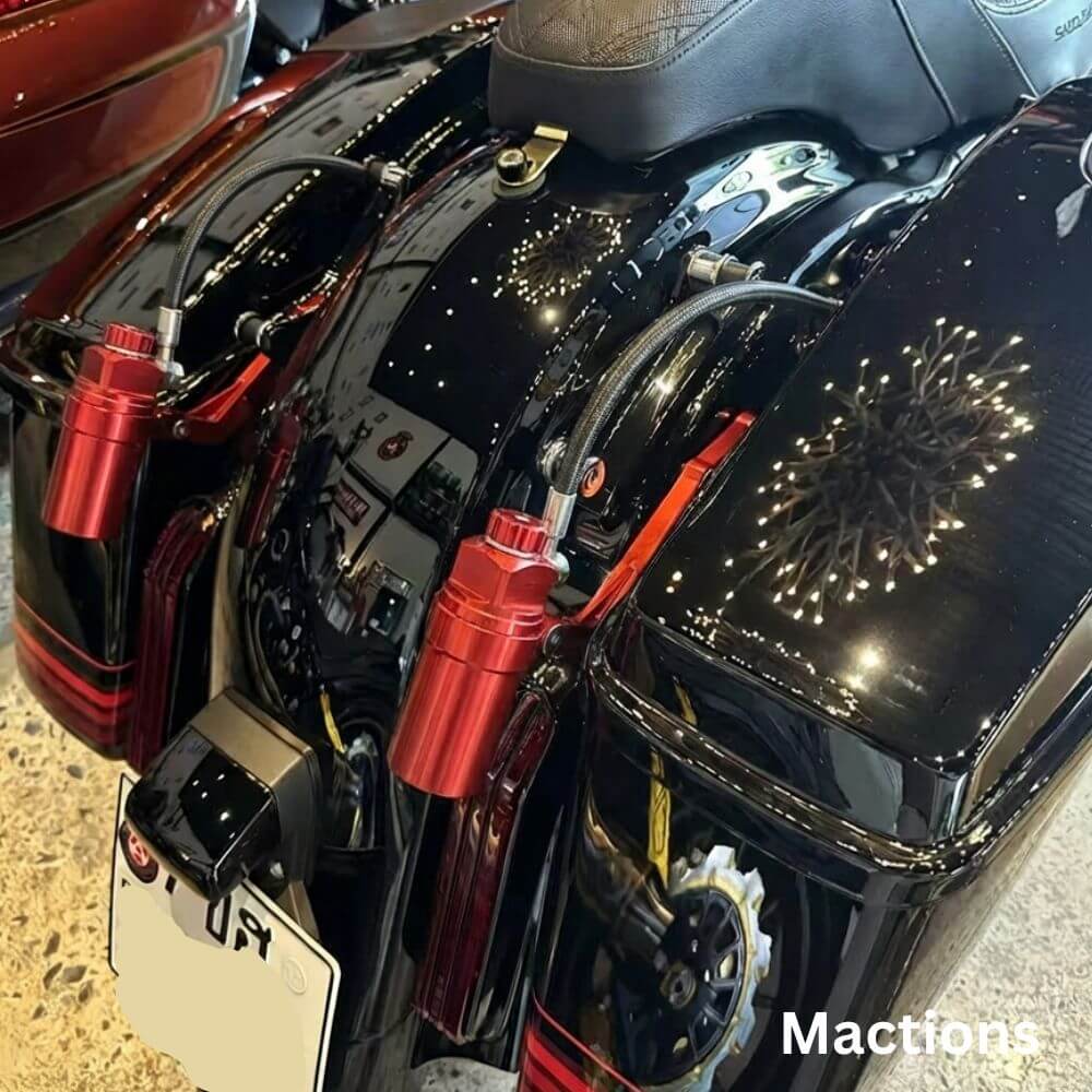 Motorcycle Rear Shocks Absorbers Suspension Red Remote Reservoir For Harley Touring ‘14-'25