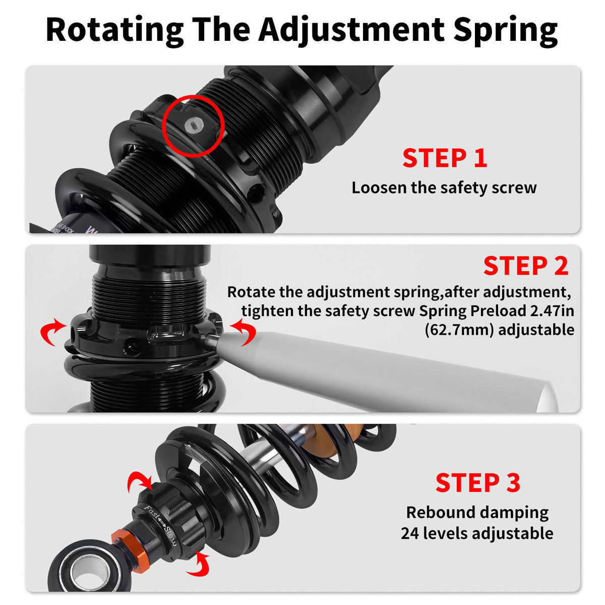 Motorcycle Rear Shocks Absorbers Suspension Orange Remote Reservoirs For Harley Touring '14-'26