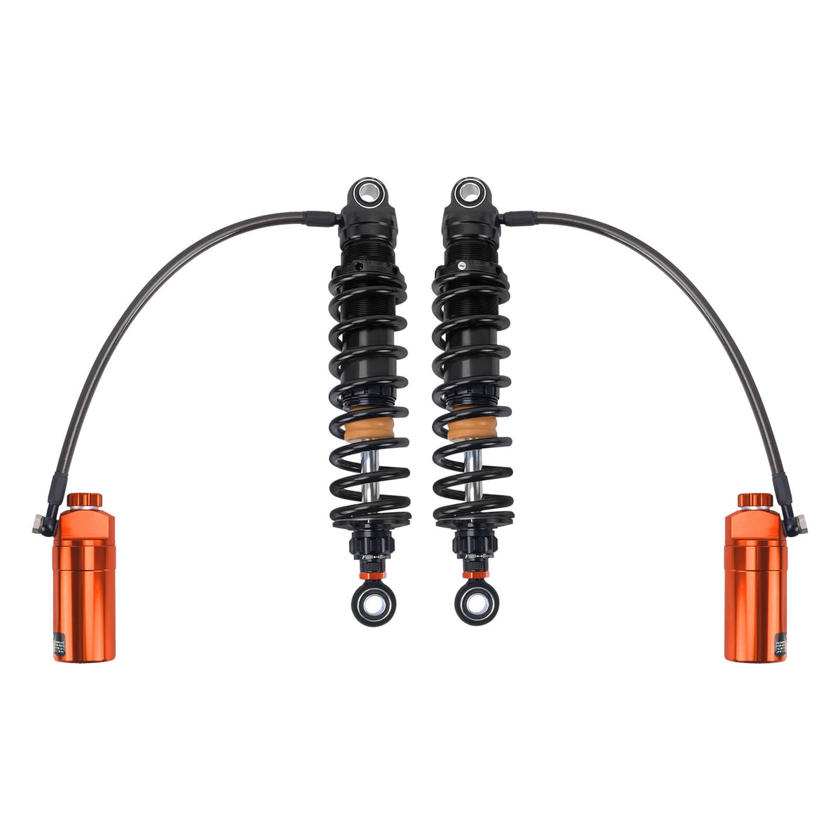 Motorcycle Rear Shocks Absorbers Suspension Orange Remote Reservoirs For Harley Touring '14-'26
