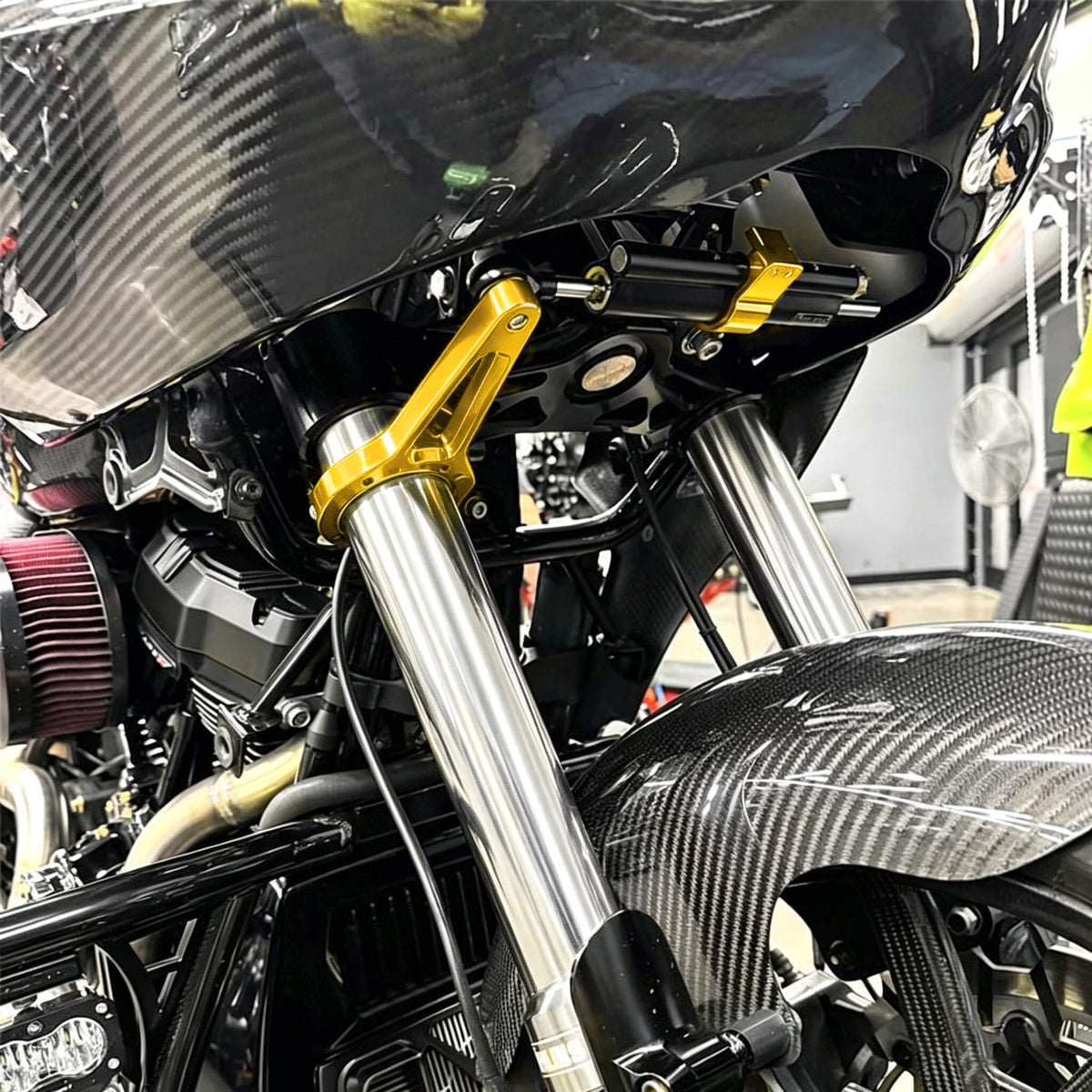 Front Fork Steering Damper Bracket Mount for Harley Road Glide '15-Up | Mactions